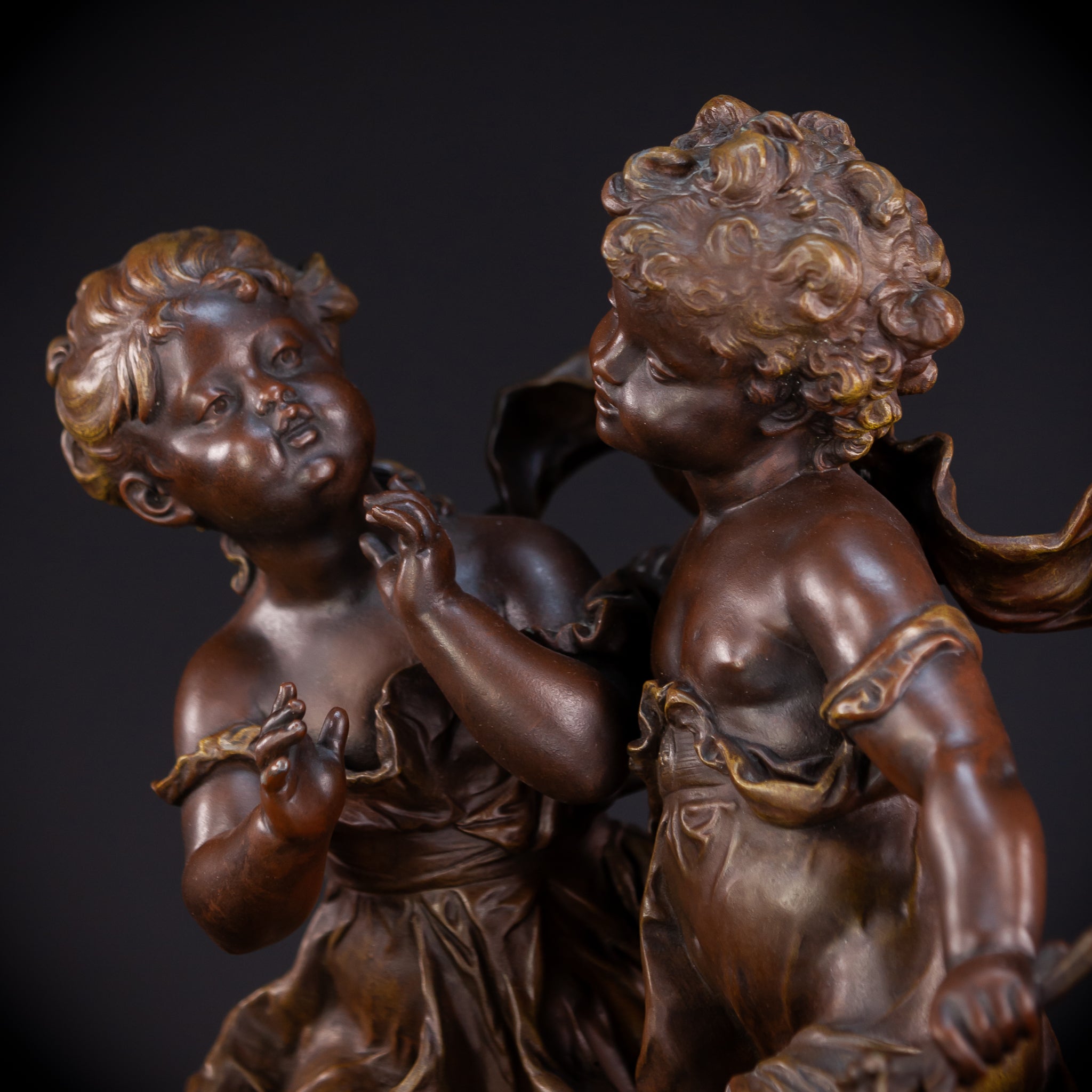 Girl and Boy Playing by Hippolyte F Moreau 18.1"