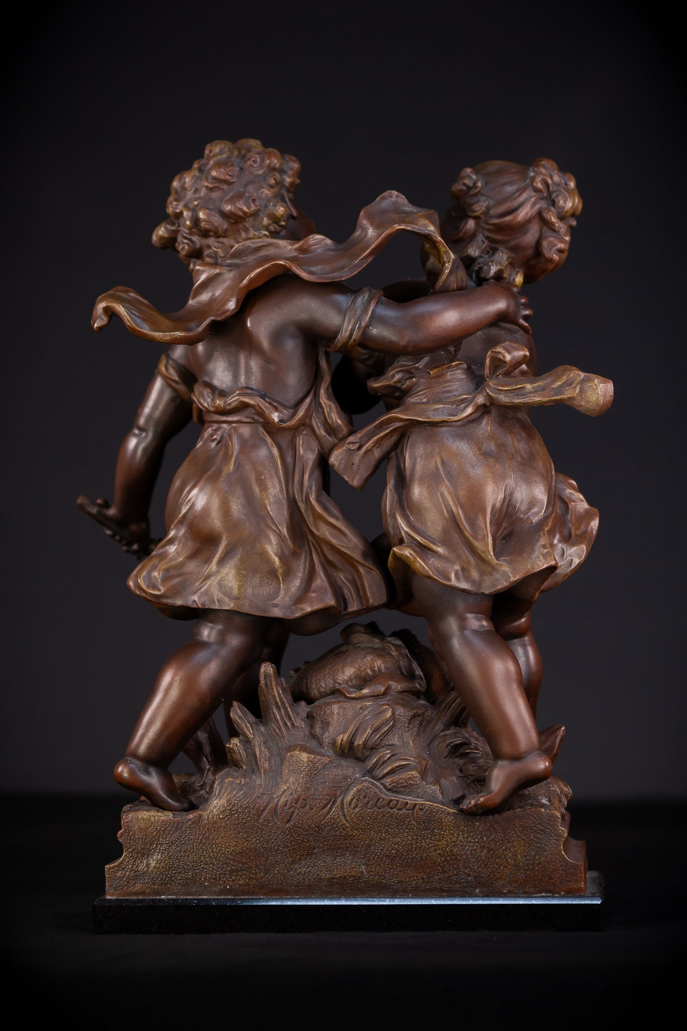 Girl and Boy Playing by Hippolyte F Moreau 18.1"