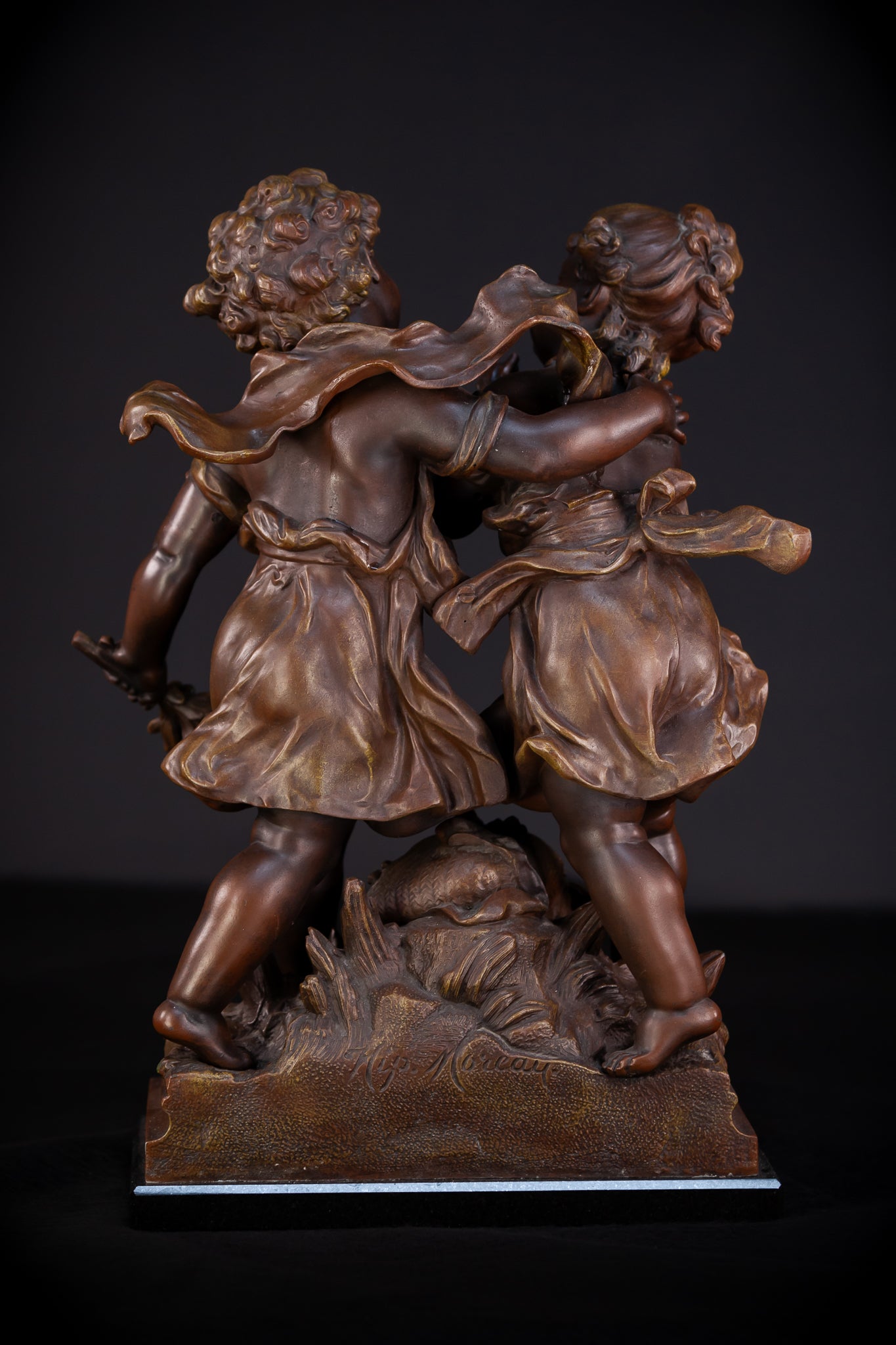 Girl and Boy Playing by Hippolyte F Moreau 18.1"