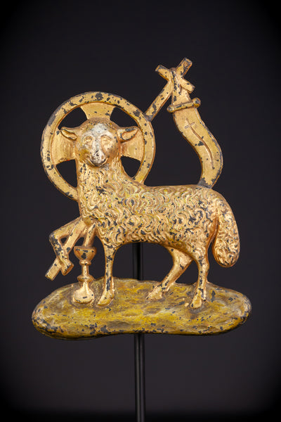 Lamb of God Sculpture | 1800s Antique | 8.5" / 21.5 cm