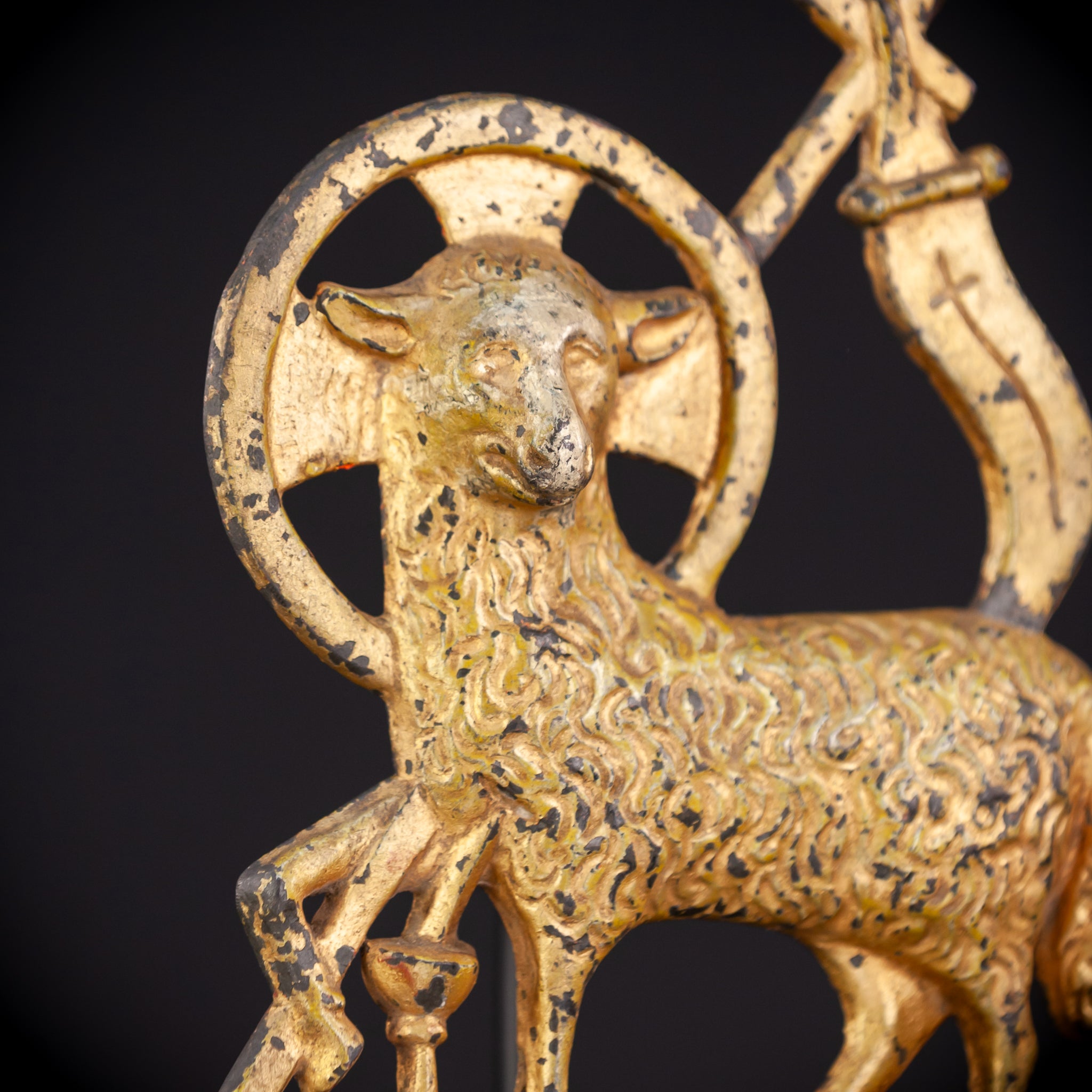Lamb of God Sculpture | 1800s Antique | 8.5" / 21.5 cm