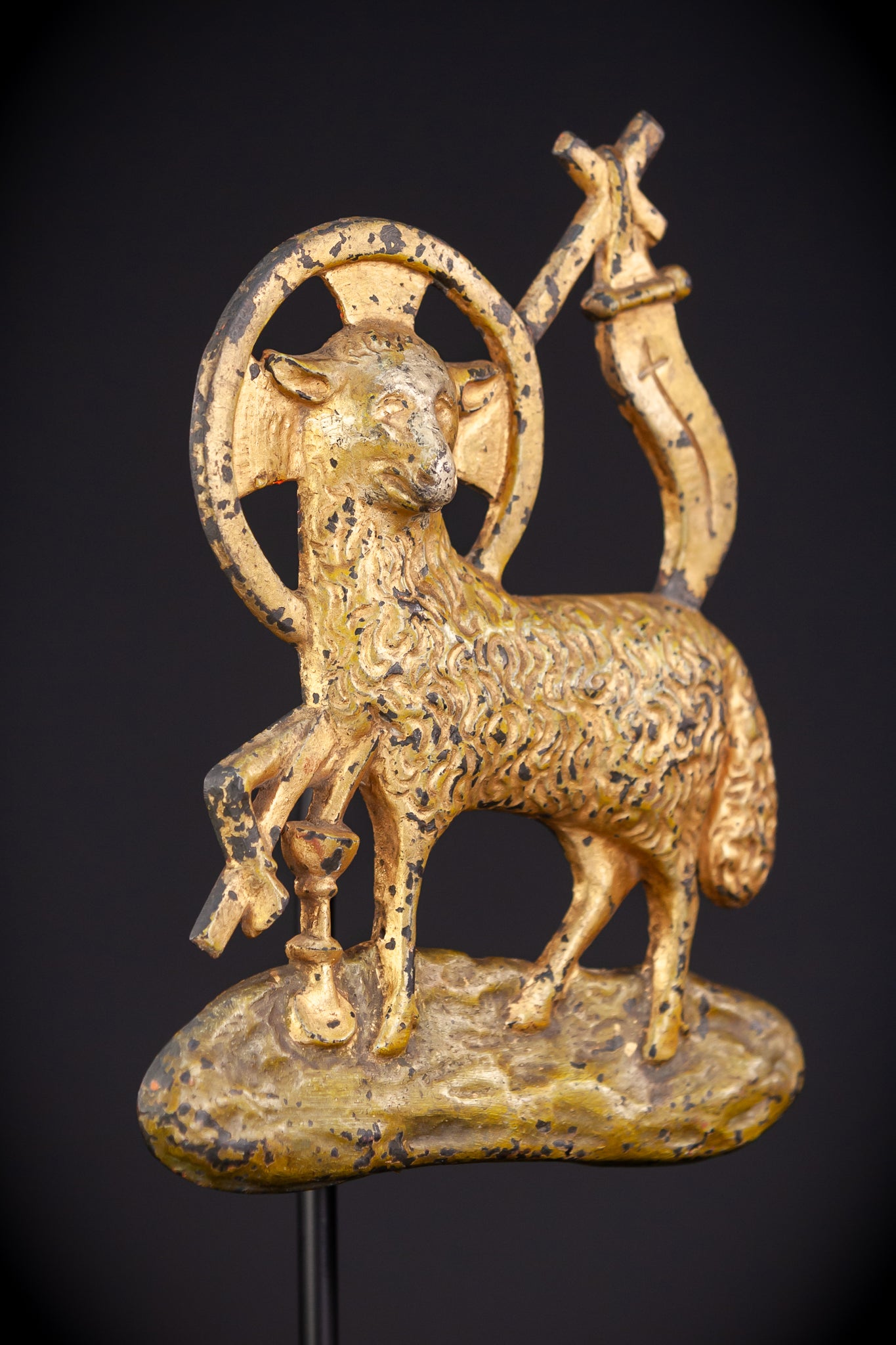 Lamb of God Sculpture | 1800s Antique | 8.5" / 21.5 cm