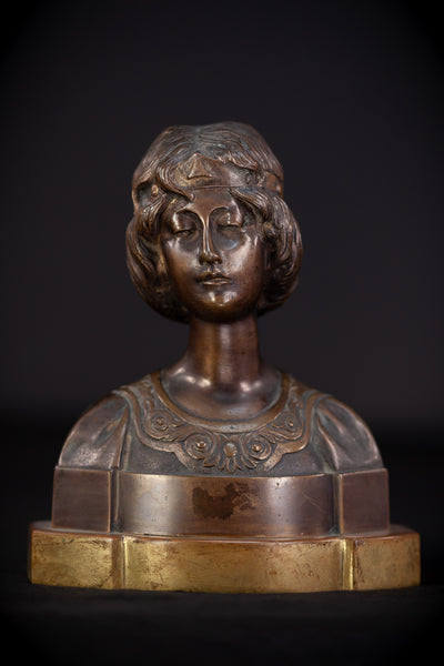 Art Nouveau Girl Bronze Sculpture | 6.7"