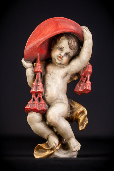 Angel Sculpture | Italian Wooden Cherub | 10"