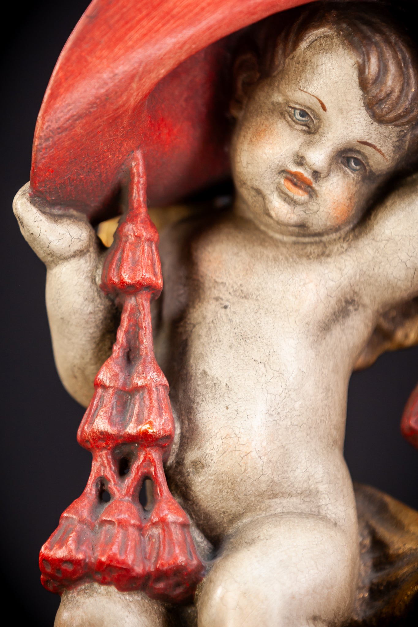 Angel Sculpture | Italian Wooden Cherub | 10"