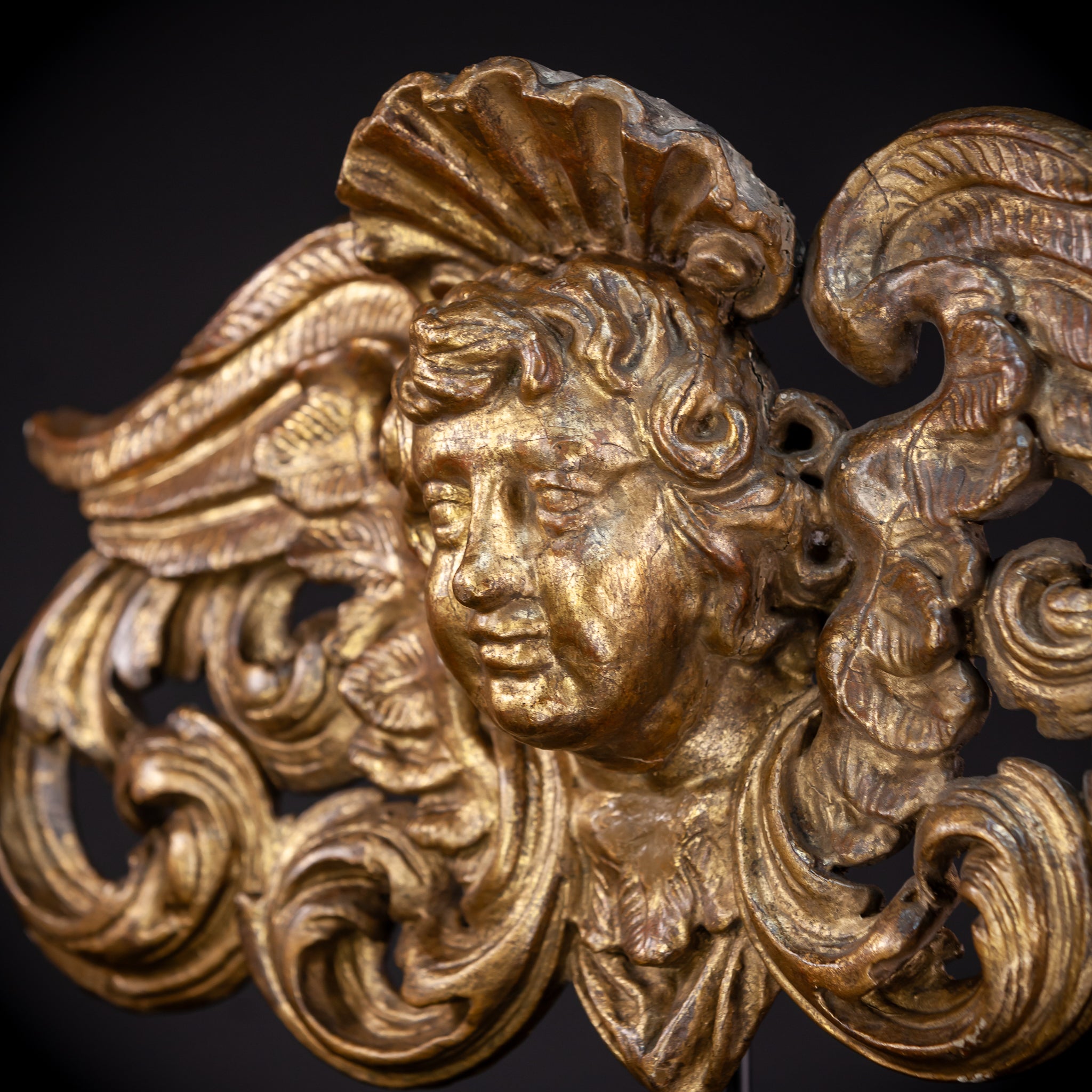 Angel Wood Carving Sculpture | 1800s Antique | 24.8" / 63 cm