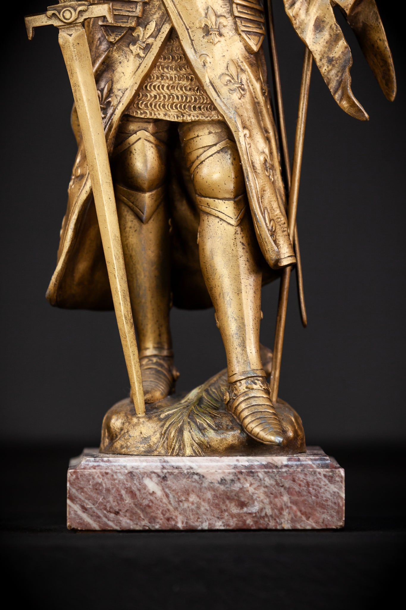 St Joan of Arc Gilded Spelter Statue | 1800s Antique | 23.6"/ 60 cm