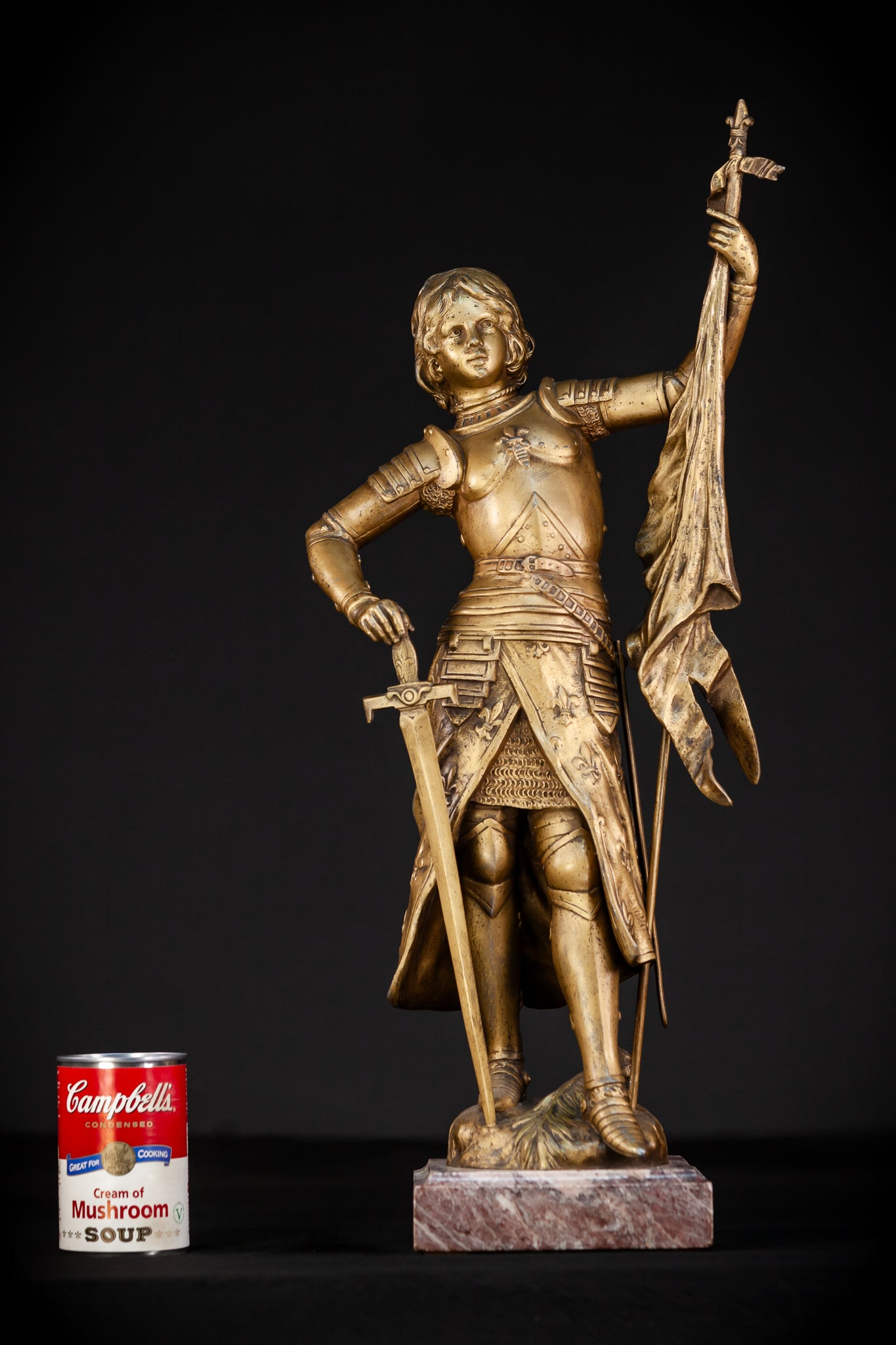 St Joan of Arc Gilded Spelter Statue | 1800s Antique | 23.6"/ 60 cm