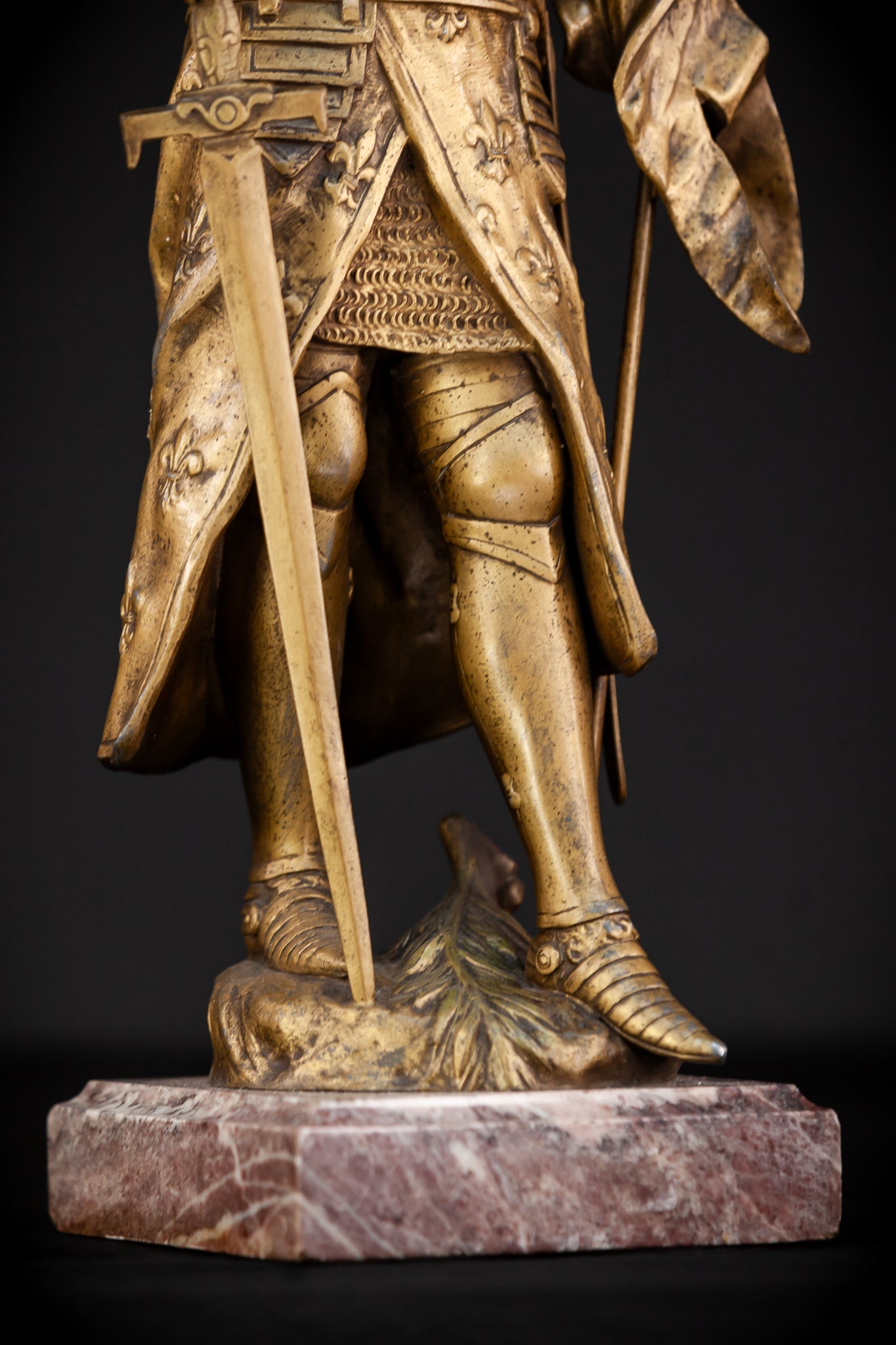 St Joan of Arc Gilded Spelter Statue | 1800s Antique | 23.6"/ 60 cm