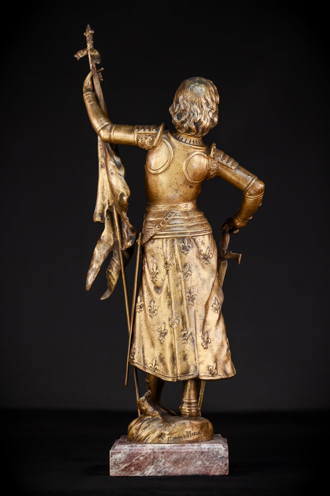 St Joan of Arc Gilded Spelter Statue | 1800s Antique | 23.6"/ 60 cm
