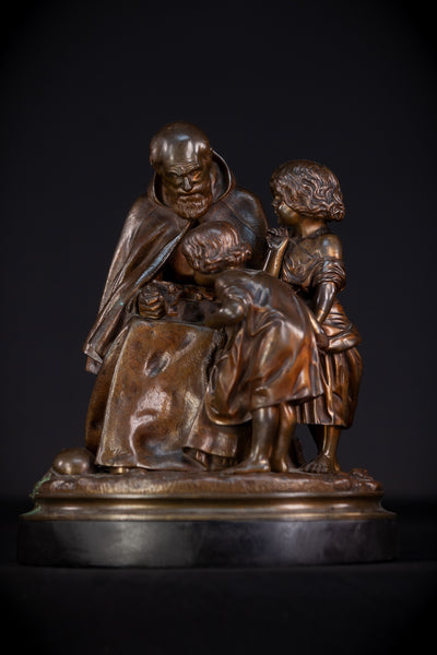 St Benedict with Children Bronze Sculpture | 11"