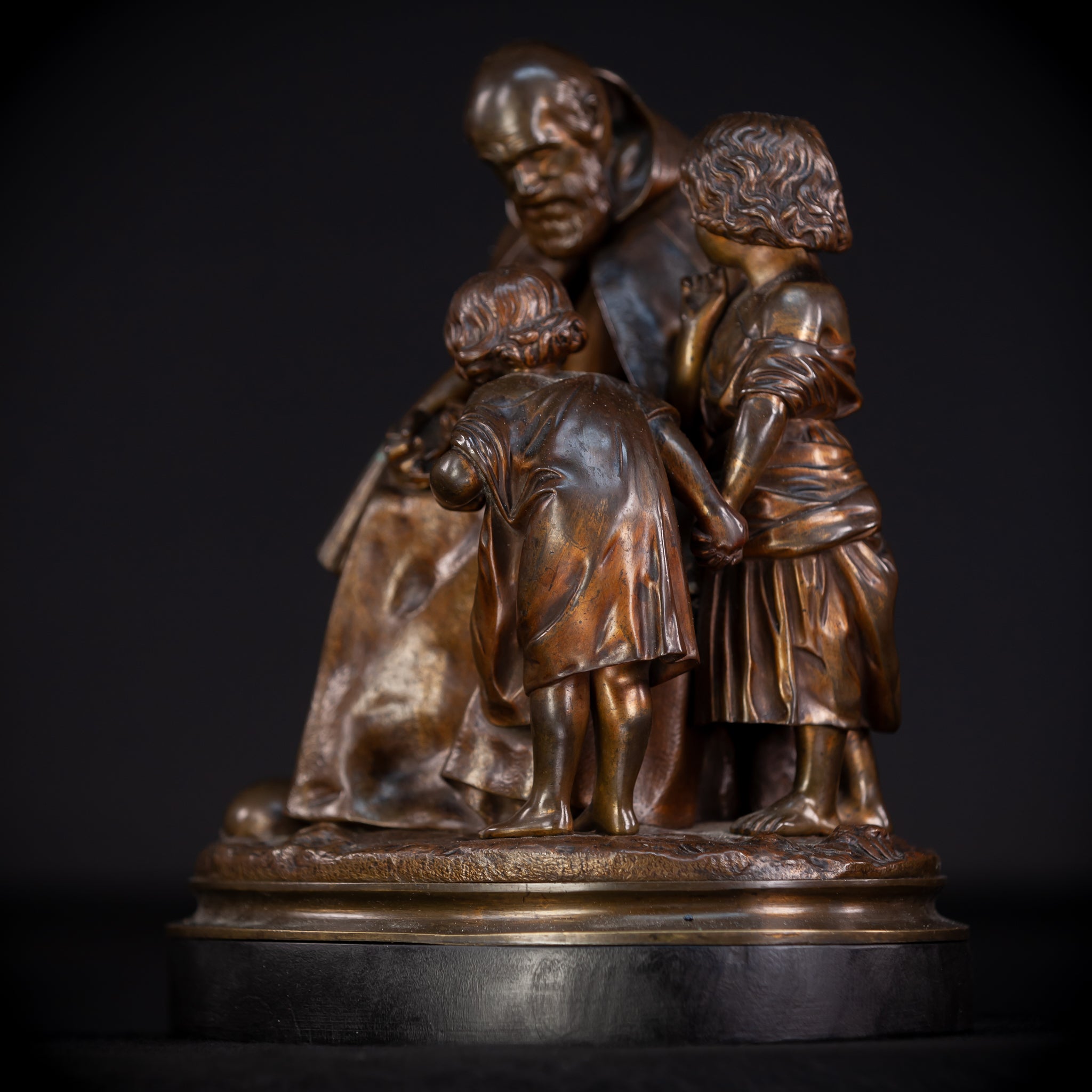 St Benedict with Children Bronze Sculpture | 11"