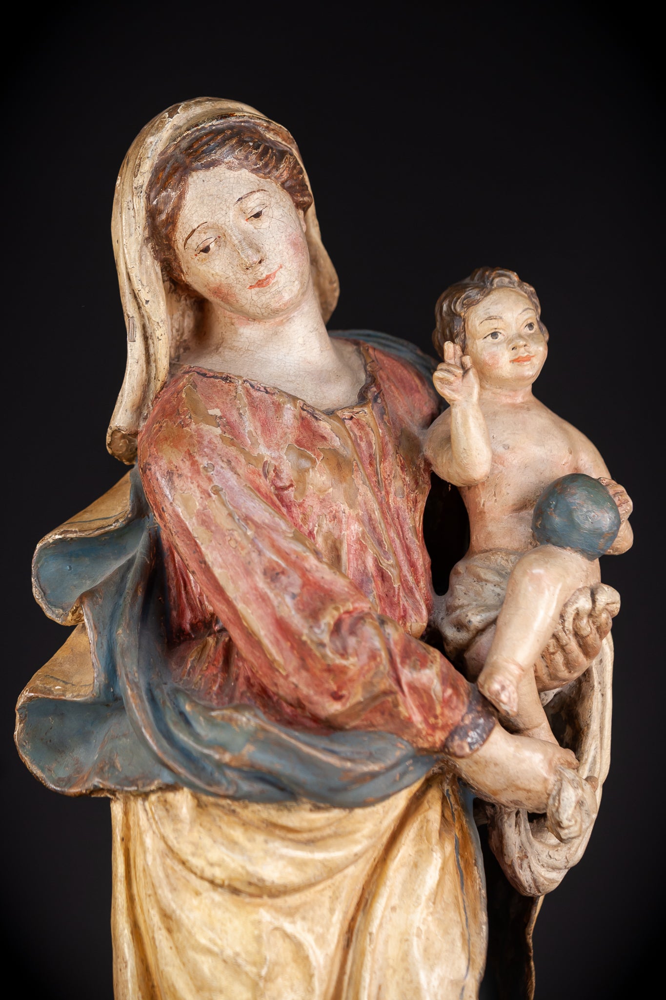 Madonna and Child Italian Terracotta | 1700s Antique | 23.2” / 59 cm