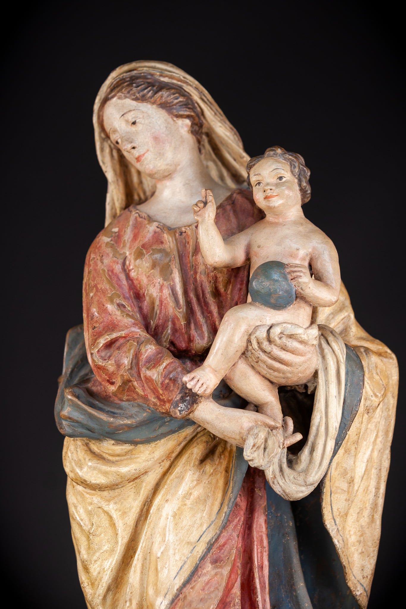 Madonna and Child Italian Terracotta | 1700s Antique | 23.2” / 59 cm