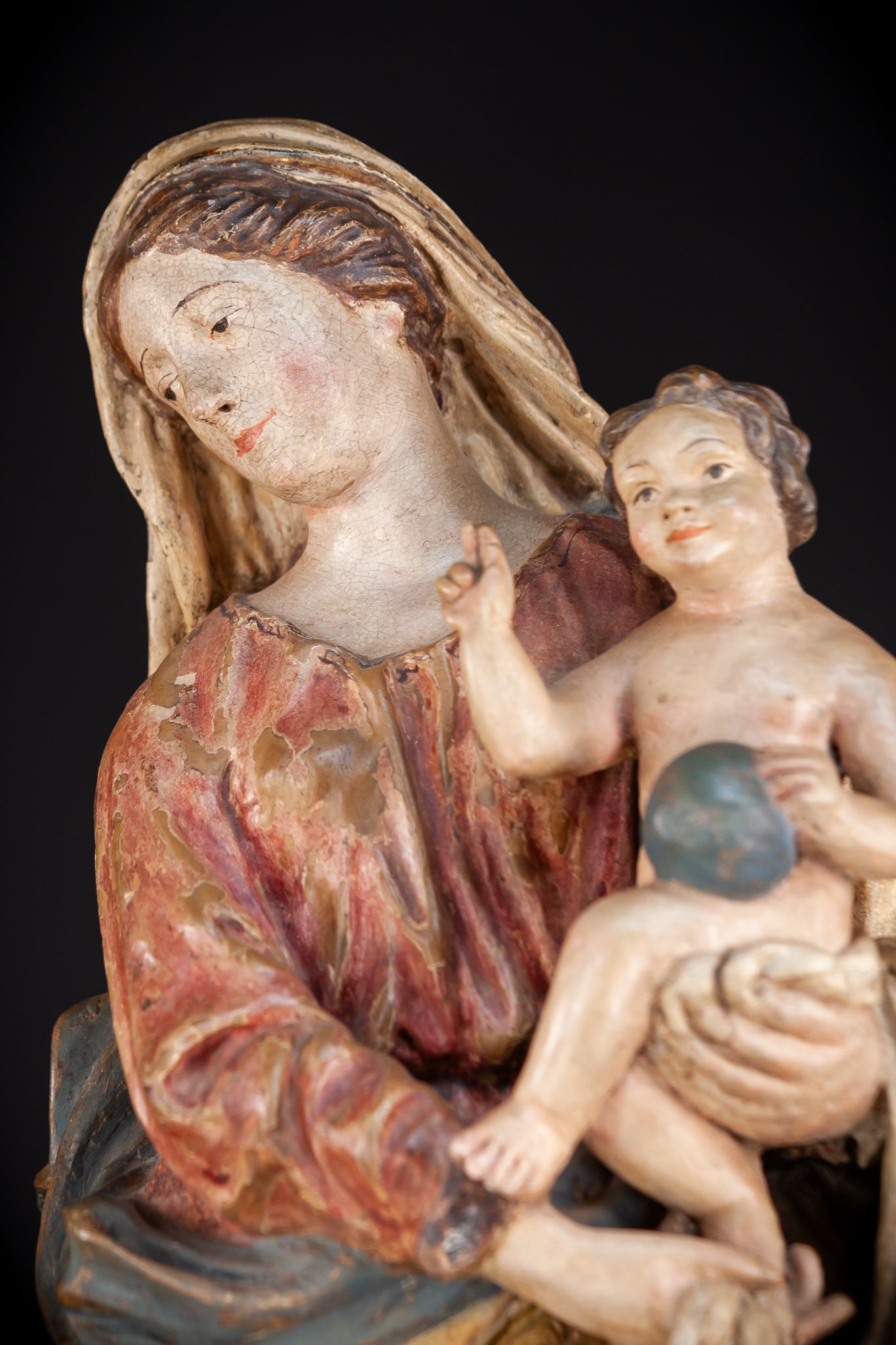 Madonna and Child Italian Terracotta | 1700s Antique | 23.2” / 59 cm