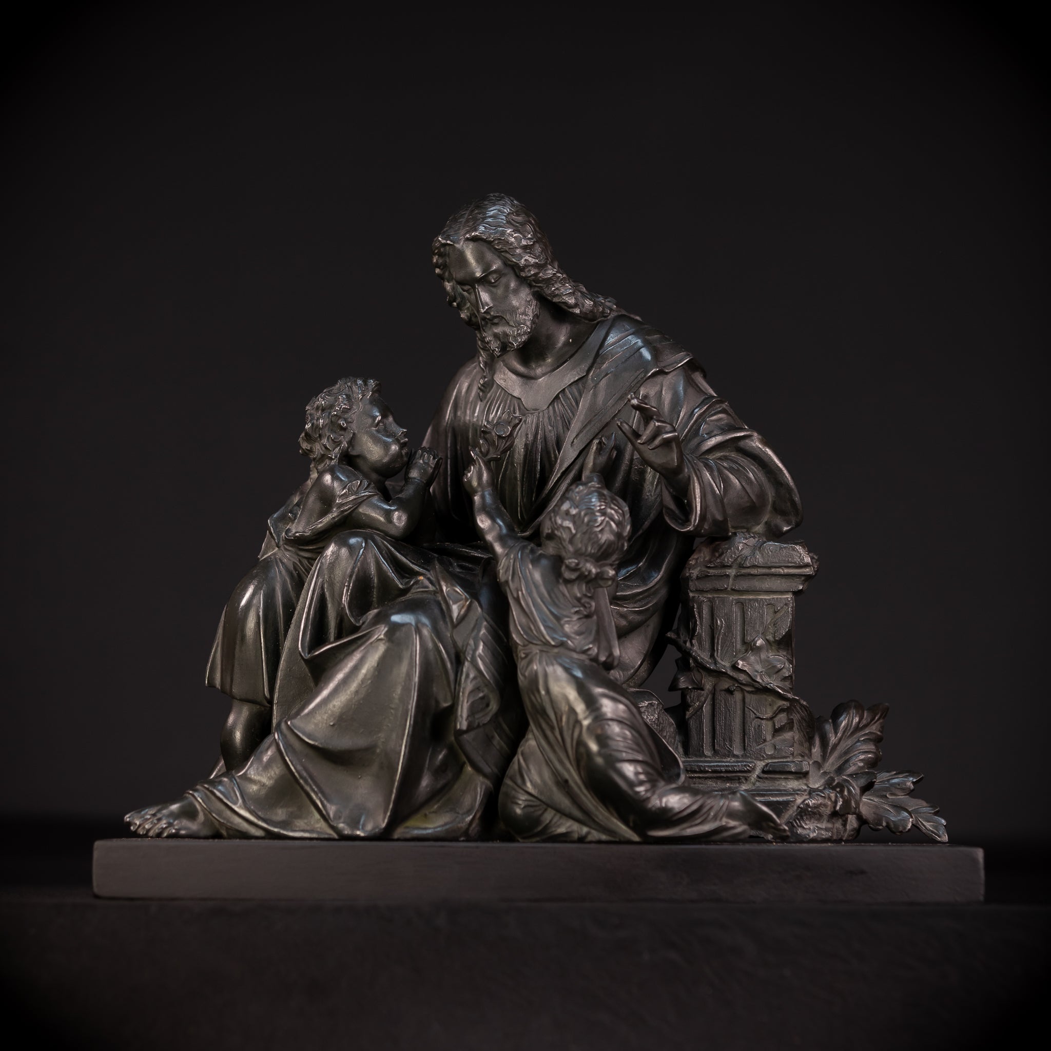 Jesus w Children Bronzed Metal | 13.4"