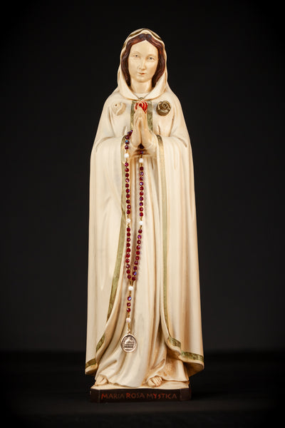  Maria Rosa Mystica Wooden Statue | 18.9" / 48 cm