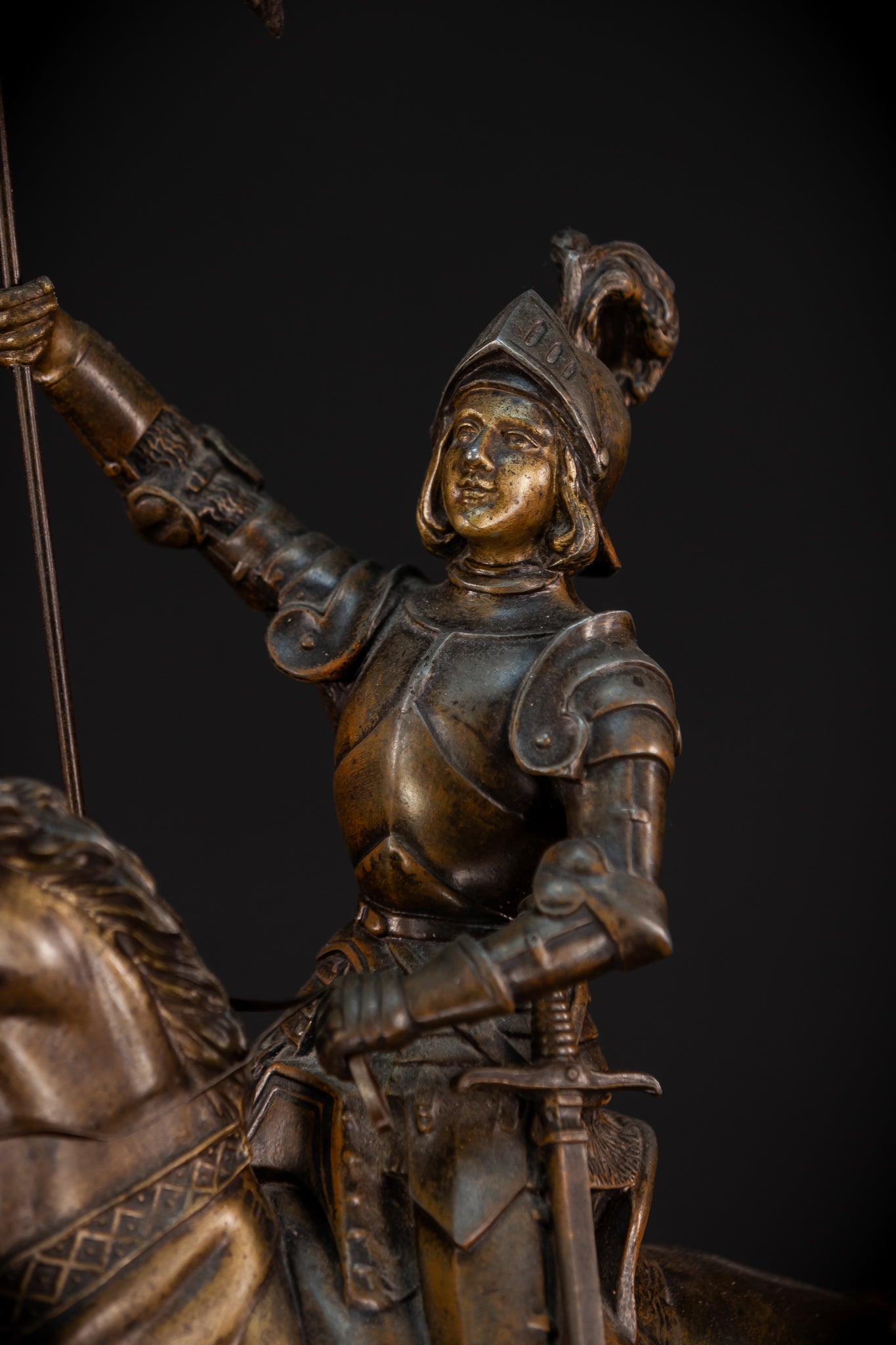 St Joan of Arc Bronzed Metal Statue | 30.3" /