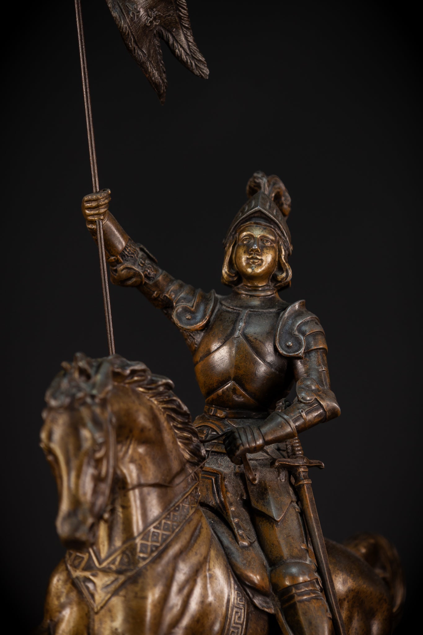 St Joan of Arc Bronzed Metal Statue | 30.3" /