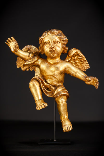 Angel Wooden Sculpture | 1800s Antique 14.4"
