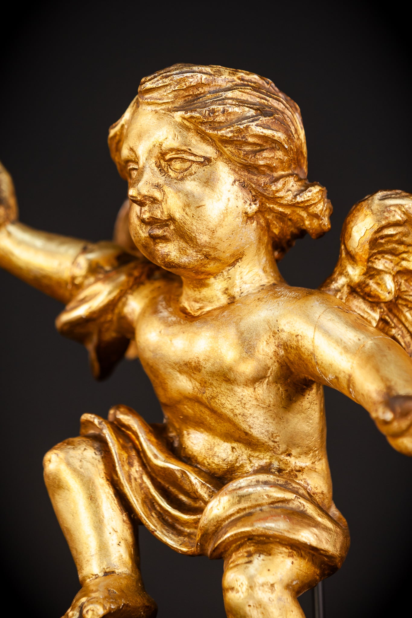 Angel Wooden Statue | 1800s Antique | 14.4" / 36.5 cm