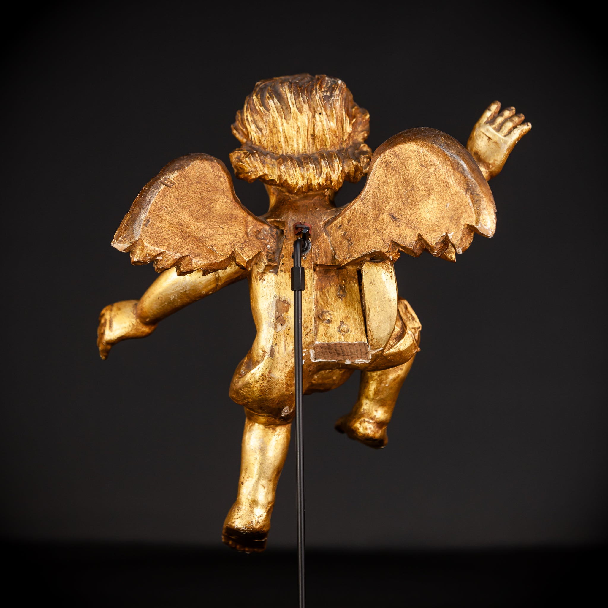 Angel Wooden Statue | 1800s Antique | 14.4" / 36.5 cm