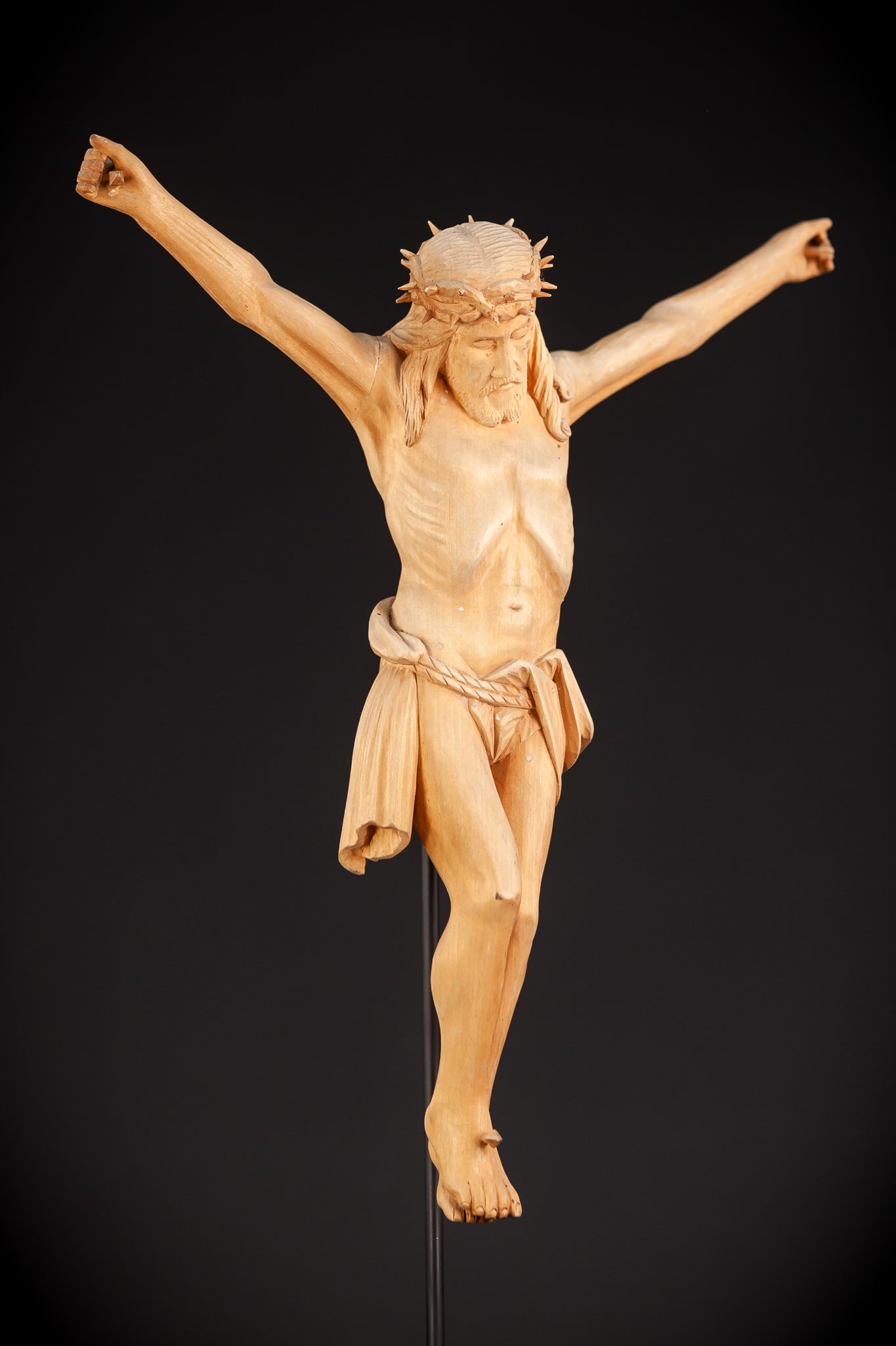 Corpus Christi Wooden Sculpture | Early 1900s Antique | 14.2" / 36 cm