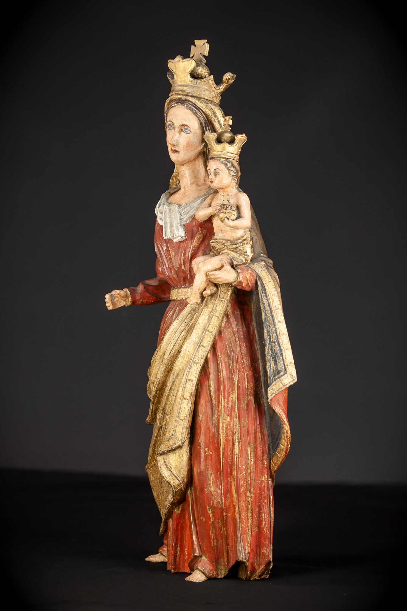 Virgin Mary with Child Jesus Wooden Sculpture | 24”/ 61 cm