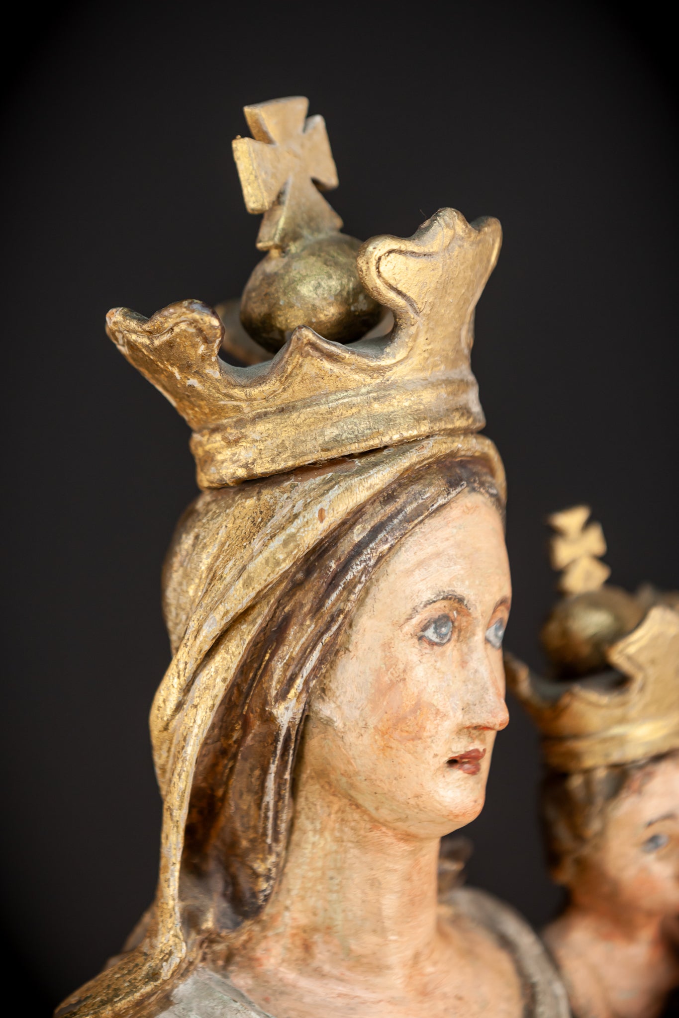 Virgin Mary with Child Jesus Wooden Sculpture | 24”/ 61 cm