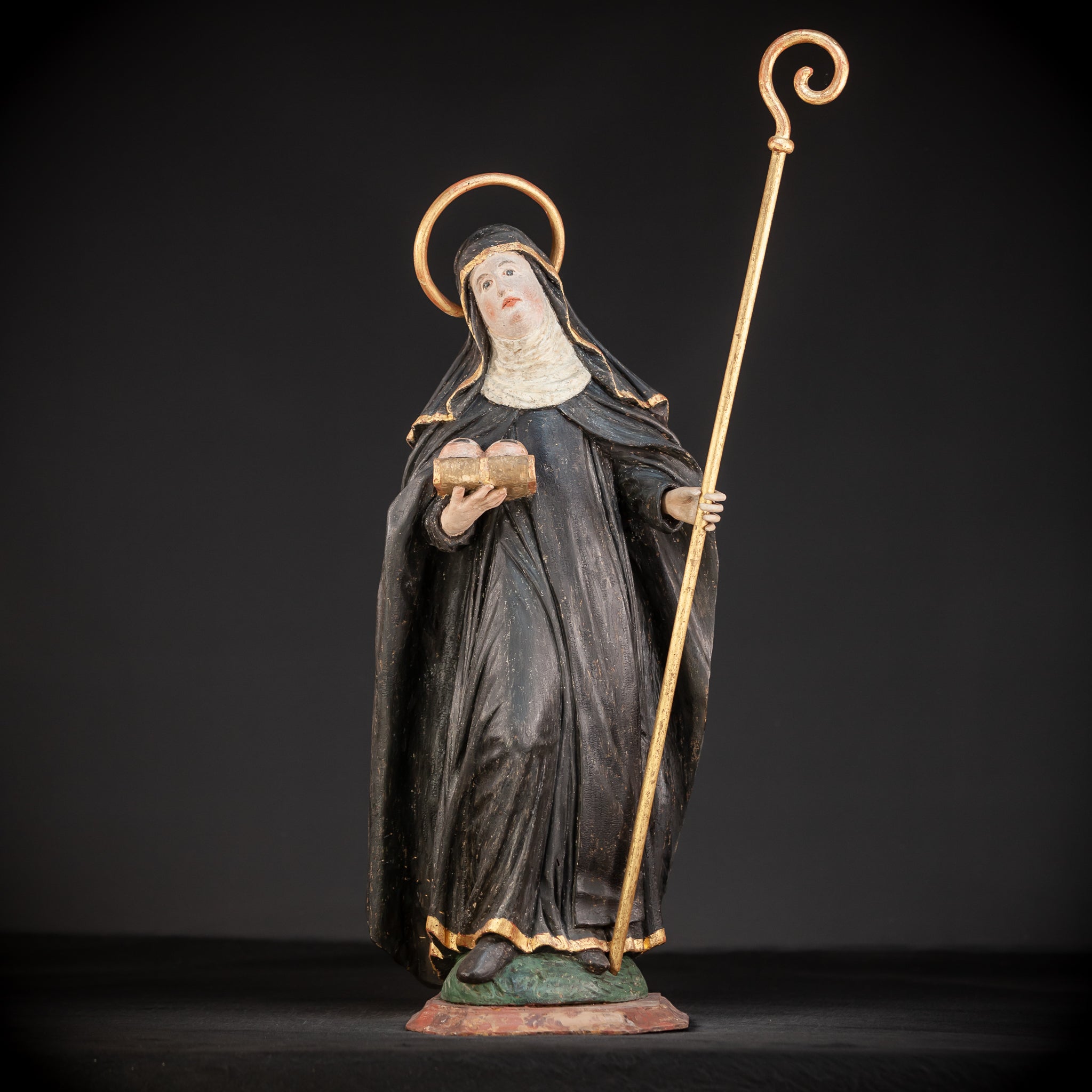 Saint Lucy / Lucia of Syracuse | 1700s Baroque Wood Carving Sculpture | 28.5" / 72.5 cm