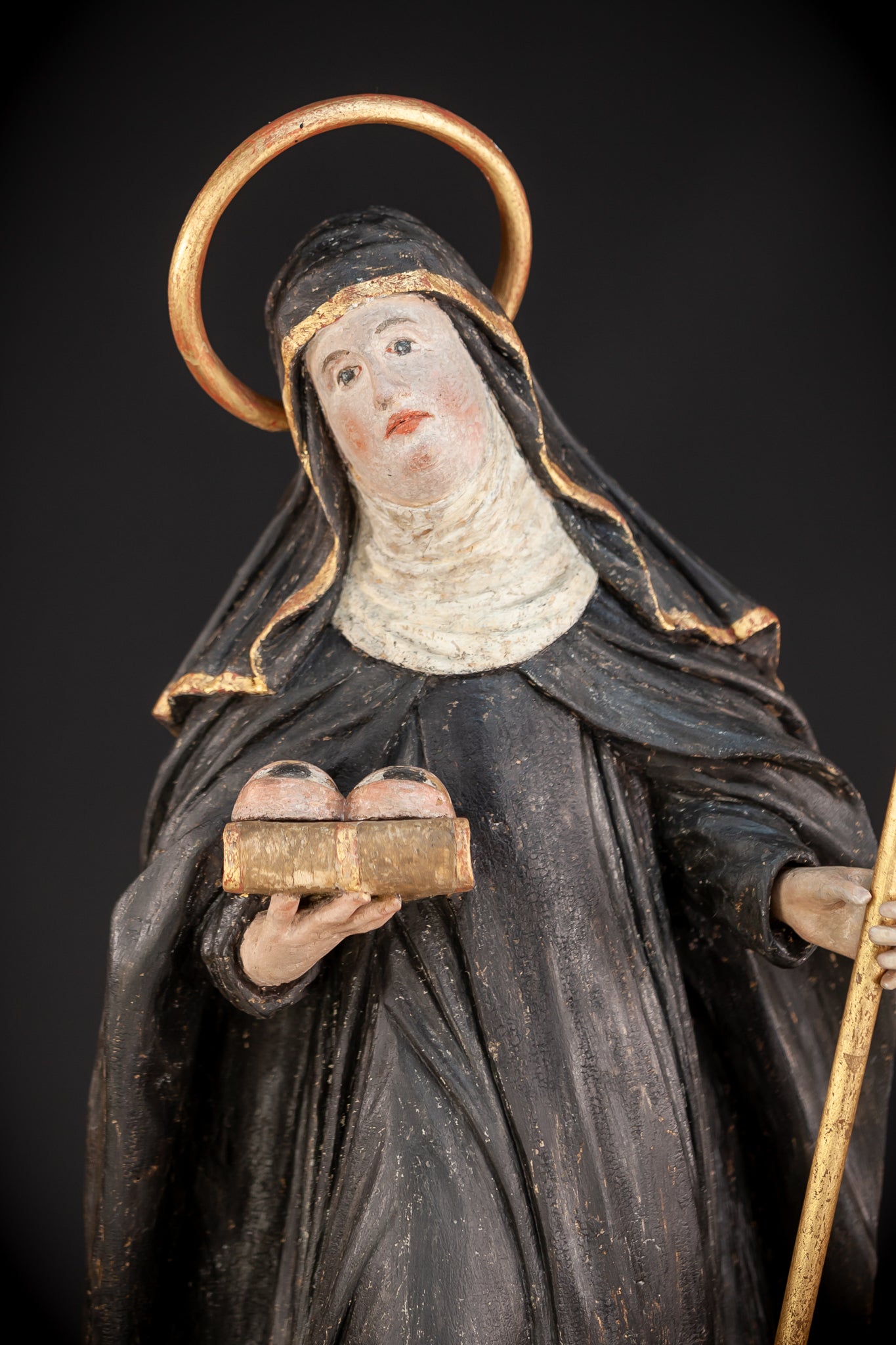 Saint Lucy / Lucia of Syracuse | 1700s Baroque Wood Carving Sculpture | 28.5" / 72.5 cm