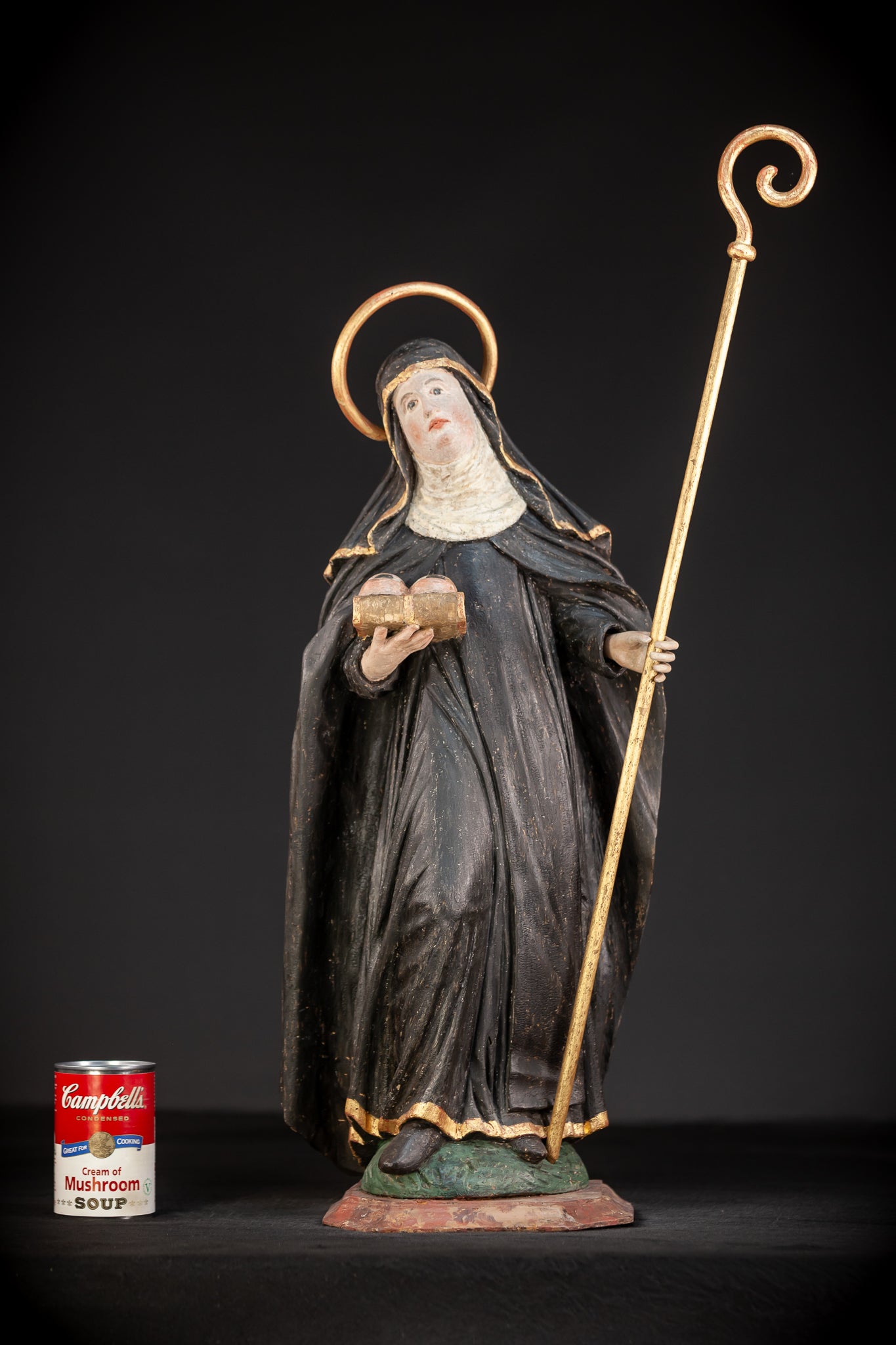 Saint Lucy / Lucia of Syracuse | 1700s Baroque Wood Carving Sculpture | 28.5" / 72.5 cm