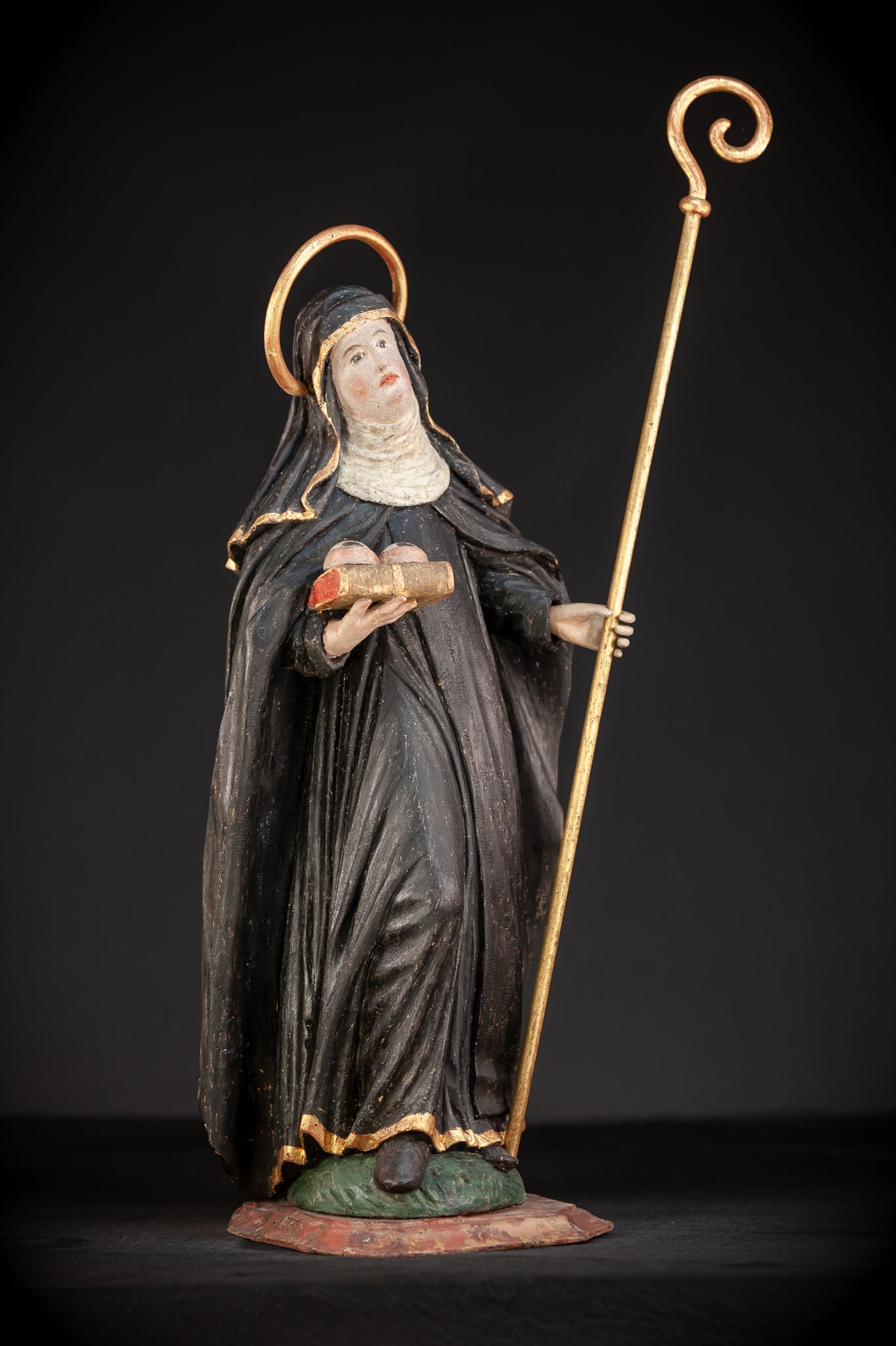 Saint Lucy / Lucia of Syracuse | 1700s Baroque Wood Carving Sculpture | 28.5" / 72.5 cm