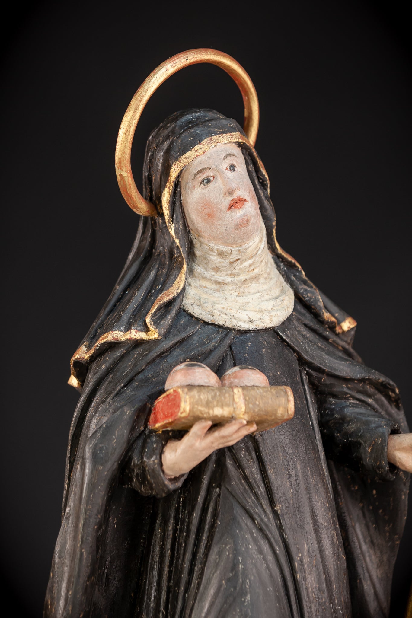 Saint Lucy / Lucia of Syracuse | 1700s Baroque Wood Carving Sculpture | 28.5" / 72.5 cm