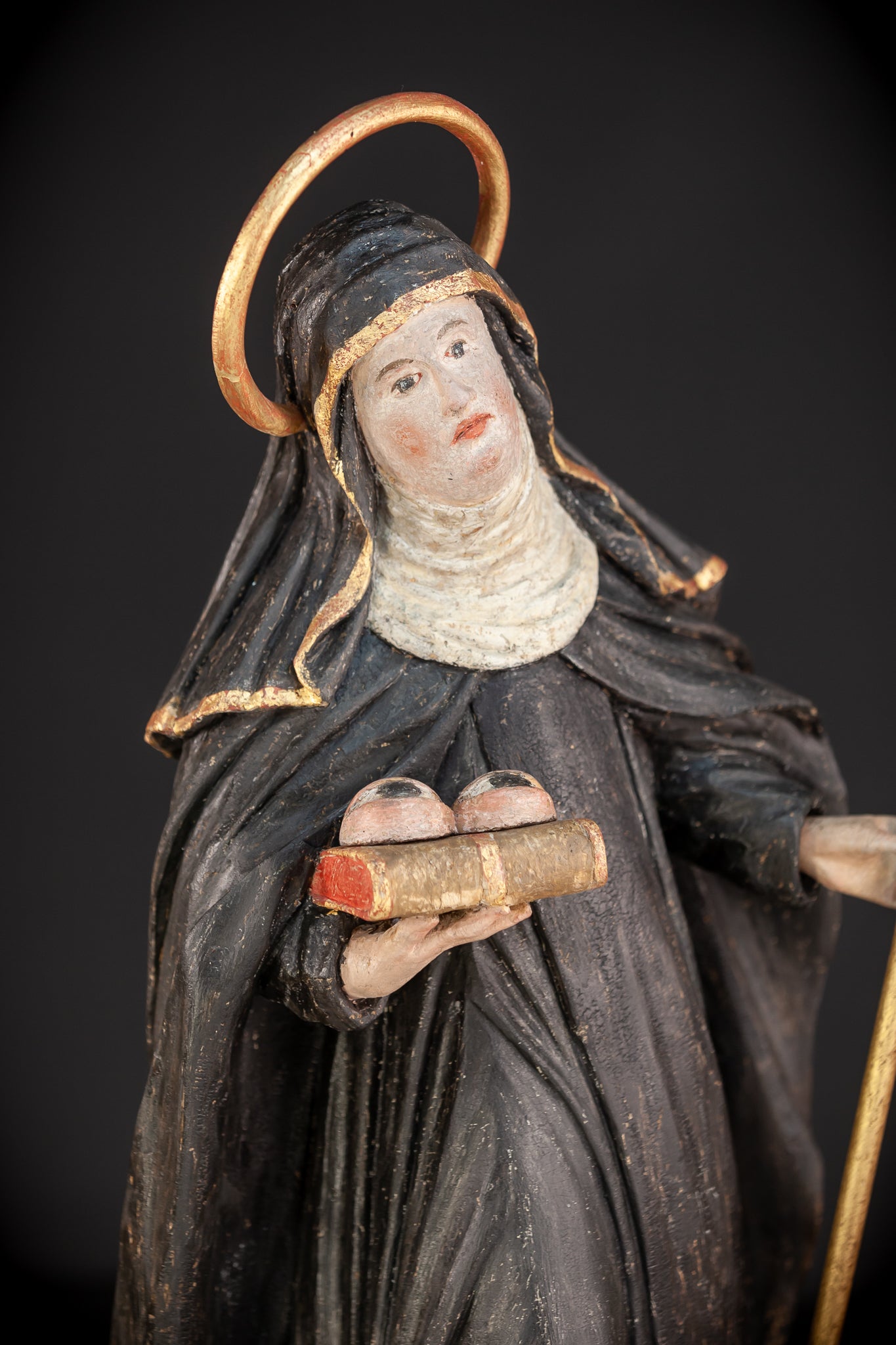 Saint Lucy / Lucia of Syracuse | 1700s Baroque Wood Carving Sculpture | 28.5" / 72.5 cm