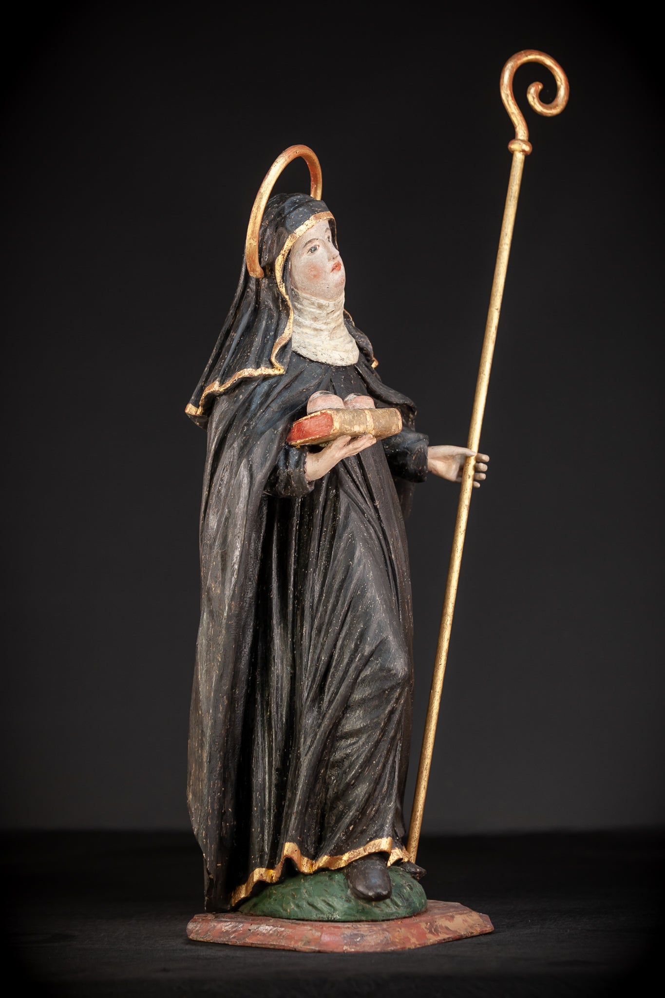 Saint Lucy / Lucia of Syracuse | 1700s Baroque Wood Carving Sculpture | 28.5" / 72.5 cm