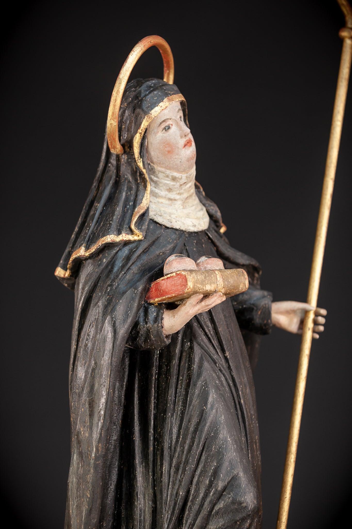 Saint Lucy / Lucia of Syracuse | 1700s Baroque Wood Carving Sculpture | 28.5" / 72.5 cm