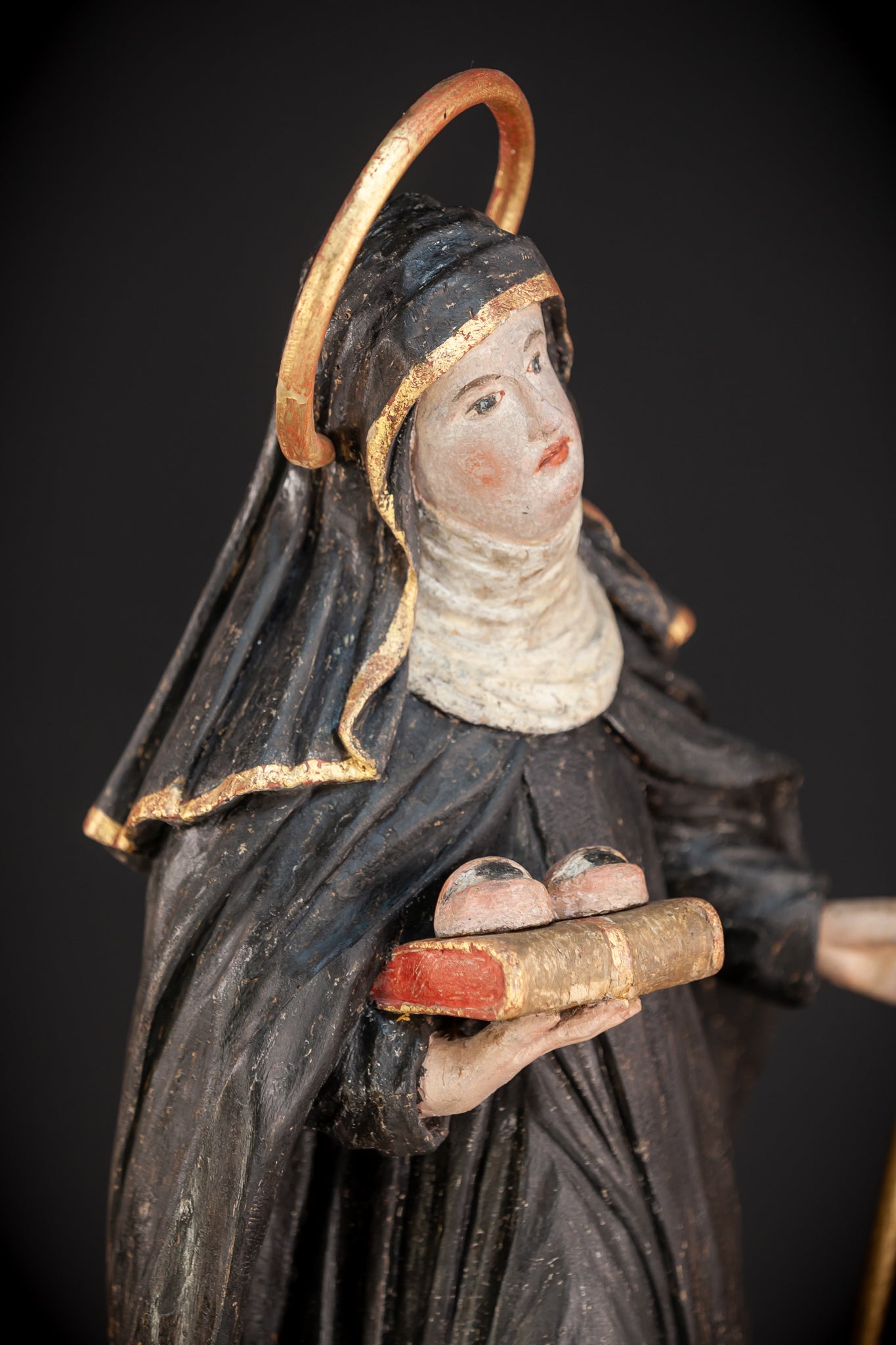 Saint Lucy / Lucia of Syracuse | 1700s Baroque Wood Carving Sculpture | 28.5" / 72.5 cm