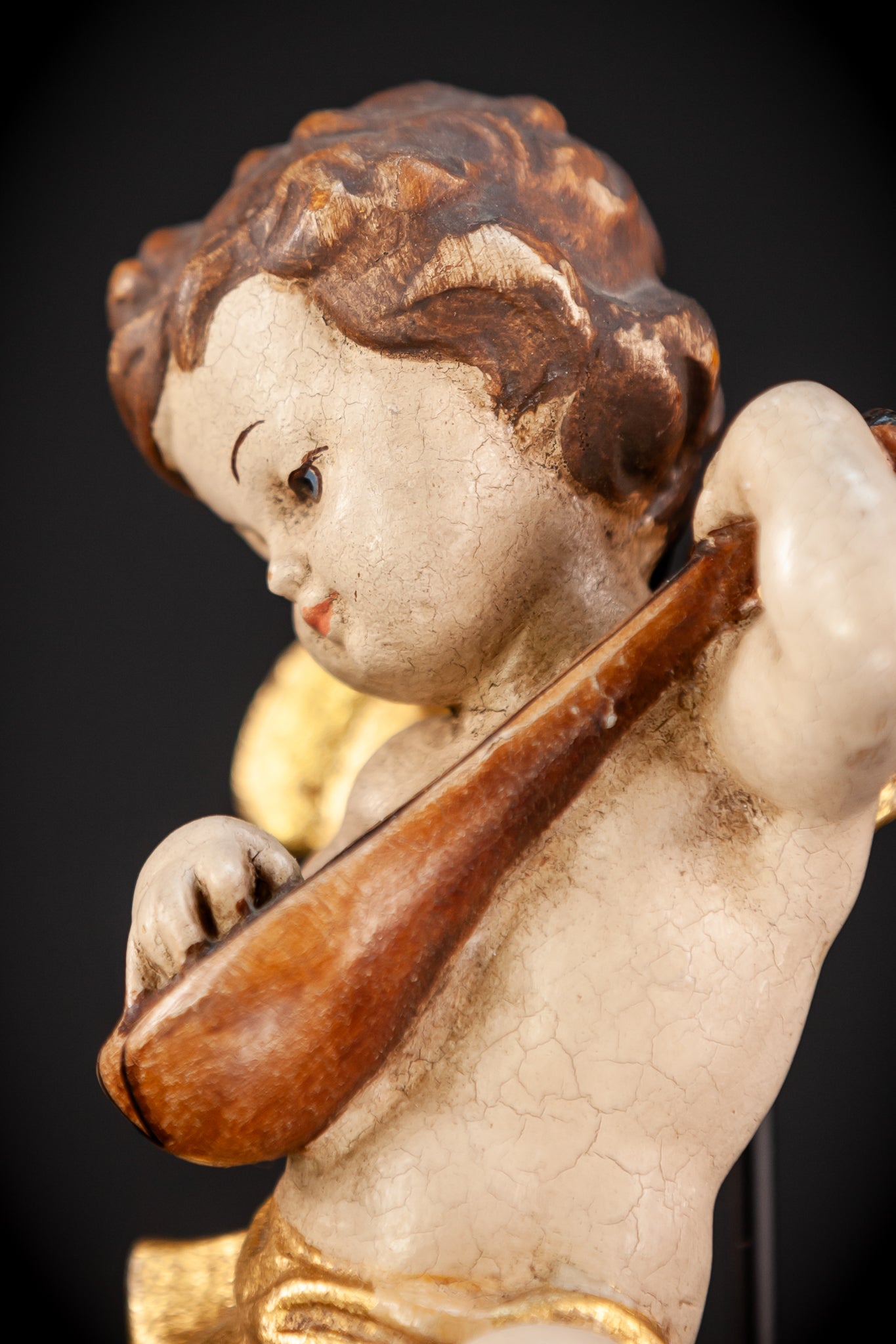 Wood Carving Angel Statue | Vintage 11" / 28 cm