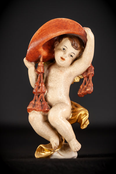 Angel Sculpture | Italian Wooden Cherub | 7.3"