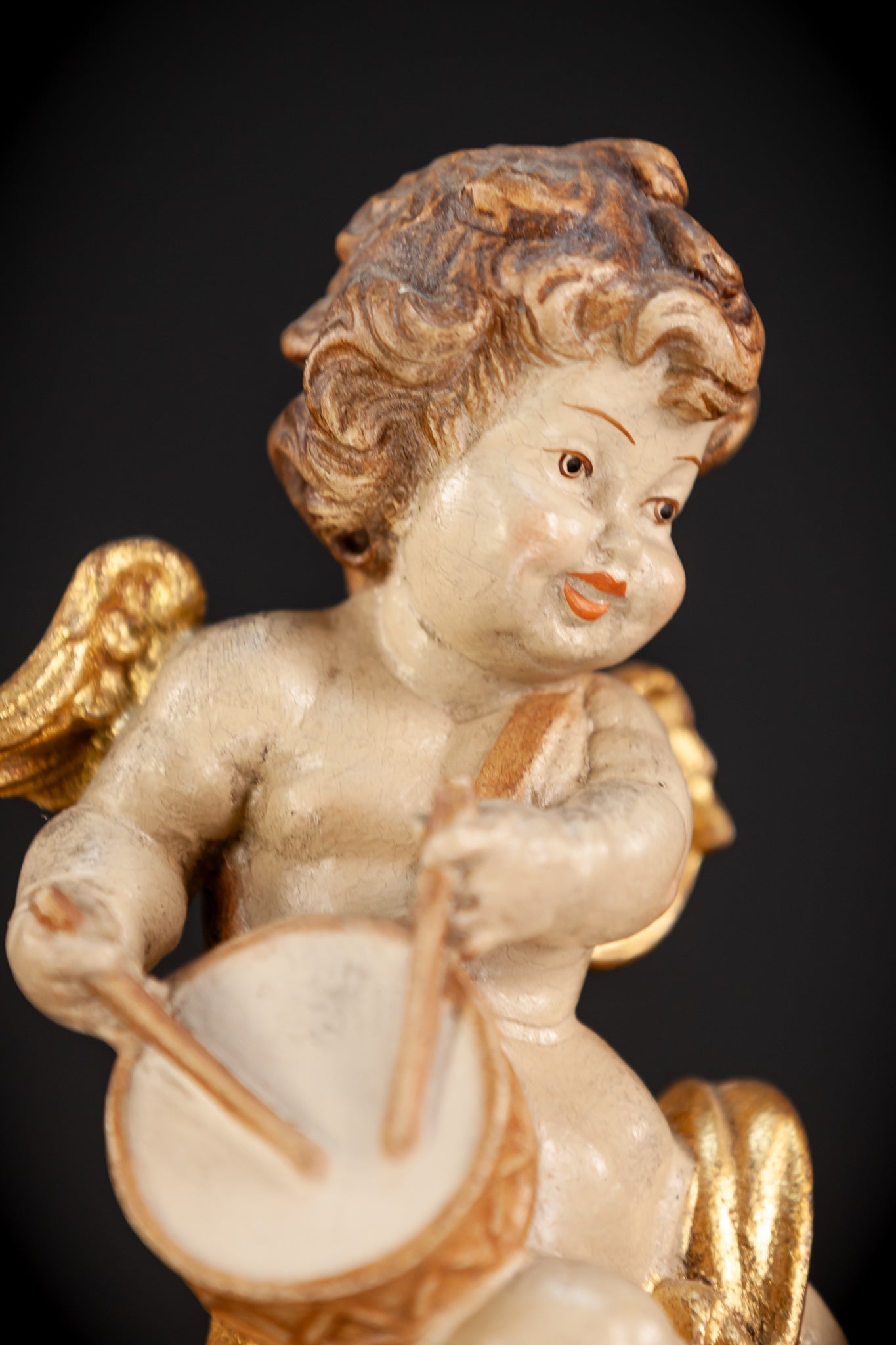 Wood Carving Angel Statue | Vintage 6.7" / 17 cm