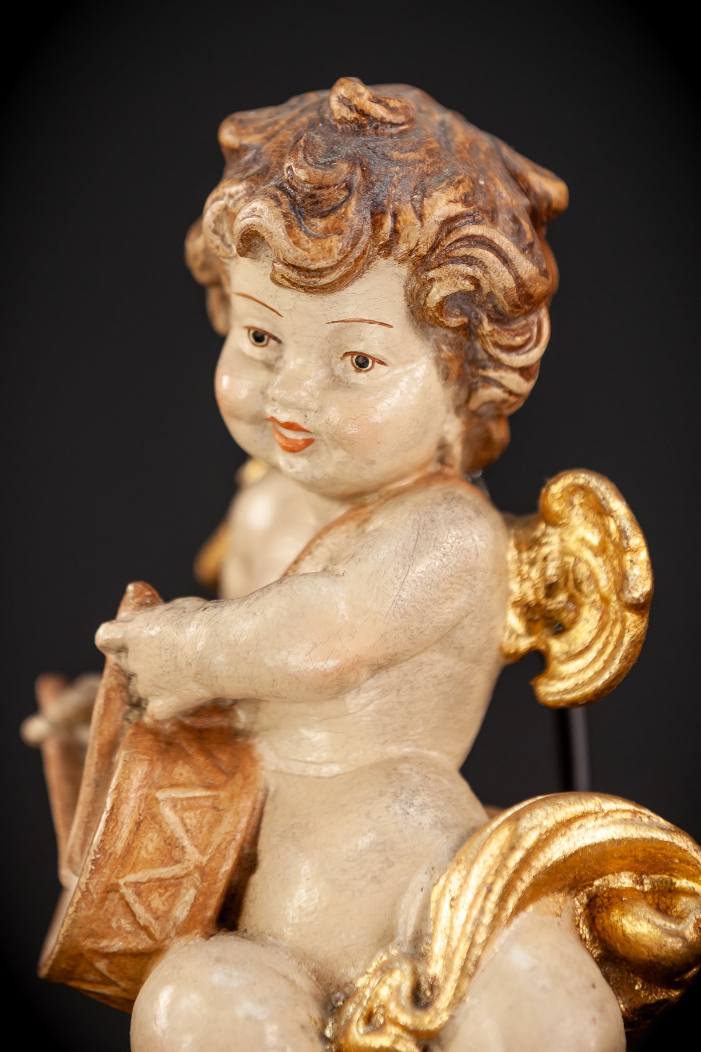 Wood Carving Angel Statue | Vintage 6.7" / 17 cm