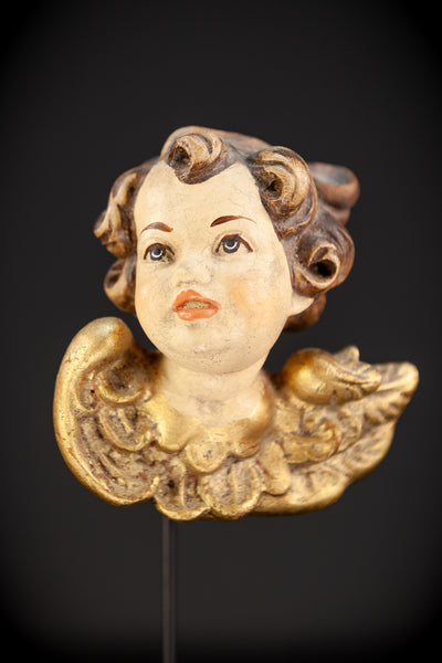  Angel Wood Carving Sculpture | mid 1900s Vintage | 5" / 12.5 cm