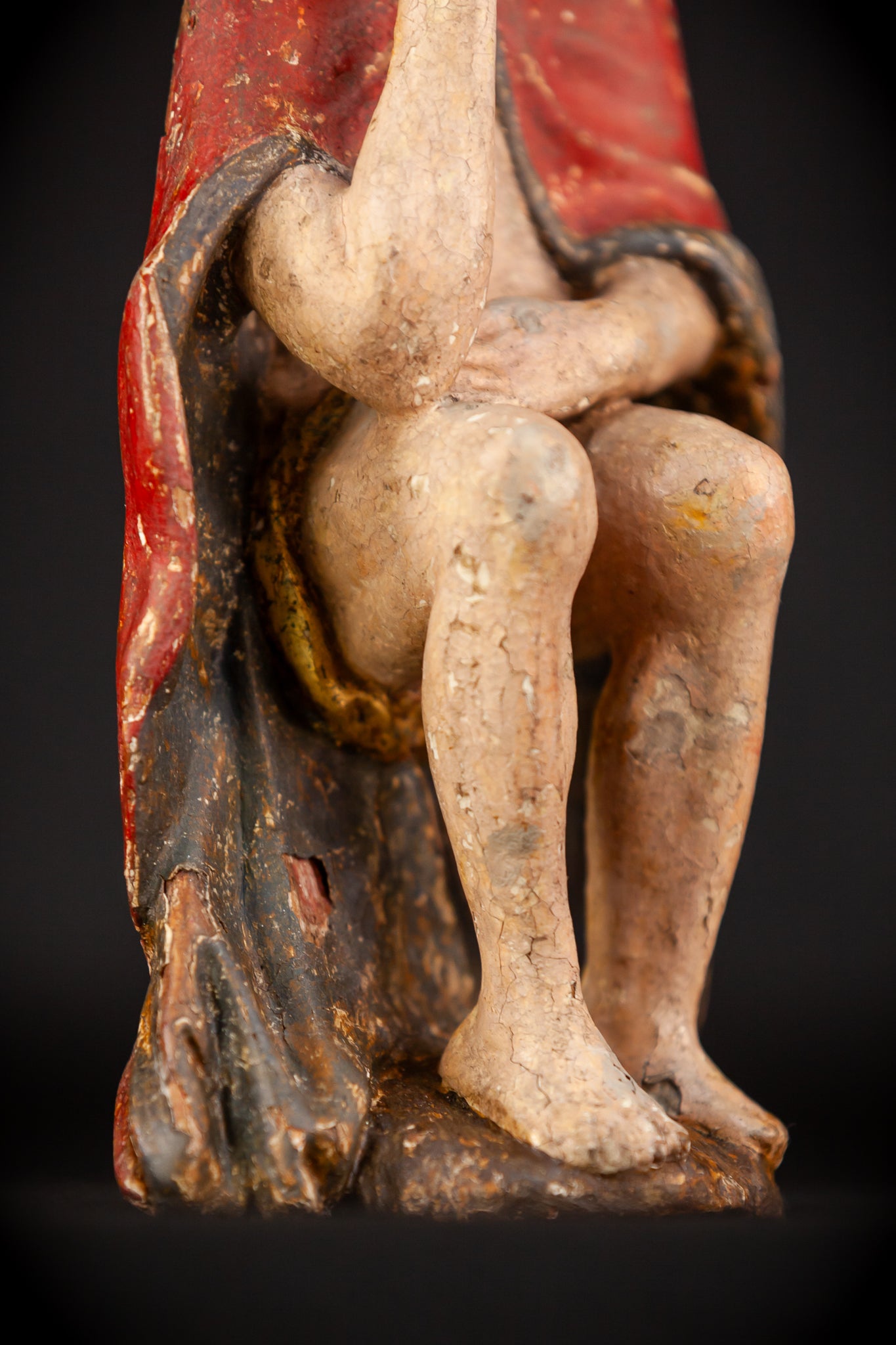 Pensive Christ Wooden Sculpture | 1700s Antique | 7.7" / 19.5 cm