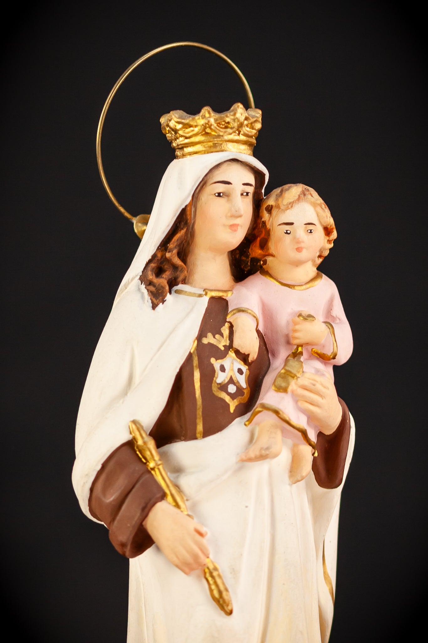 Virgin Mary w Child Jesus Plaster Statue | OLOT 8.1"