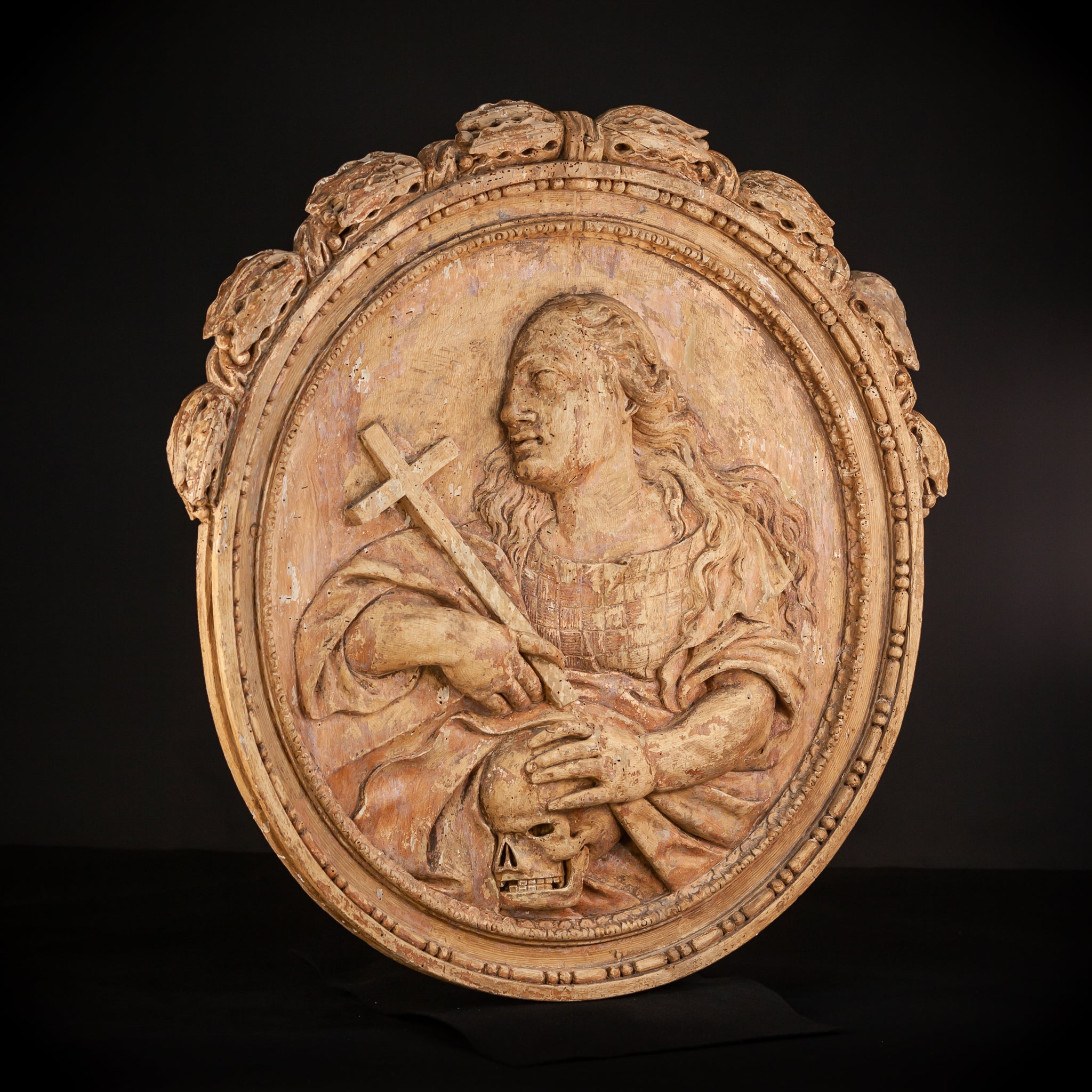 Sait Mary Magdalene Wooden Relief | 1700s Antique  | 29.1" / 74 cm