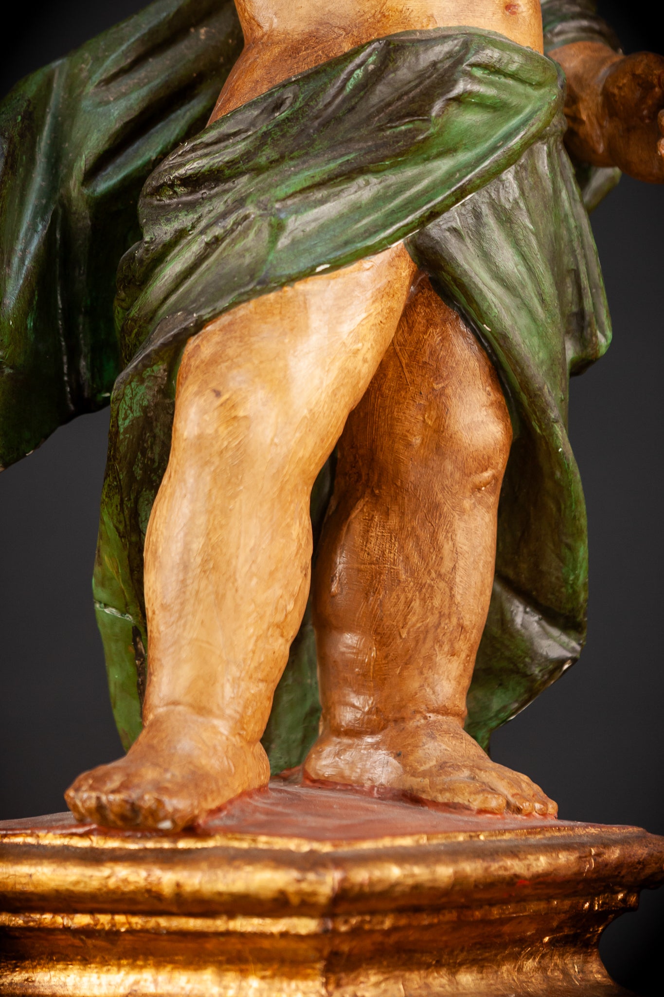 Putto Sculpture | 1800s Wooden Statue | 25"