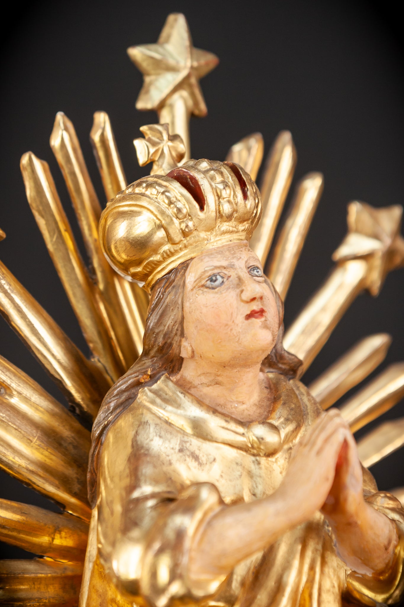 Virgin Mary Sculpture | Antique 18th C | 16”