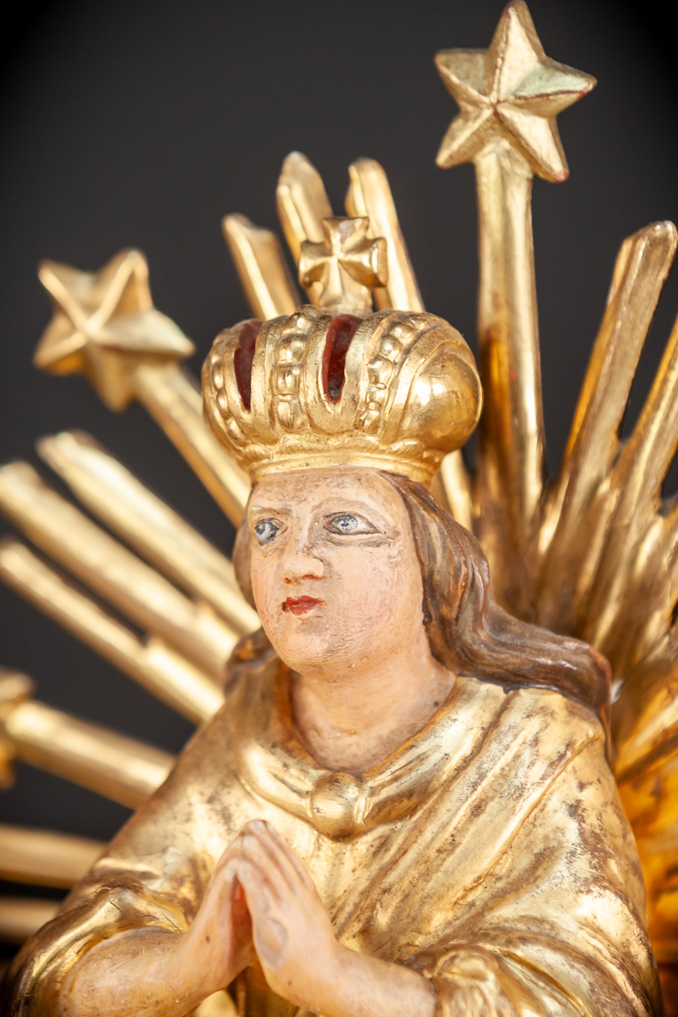 Virgin Mary Sculpture | Antique 18th C | 16”