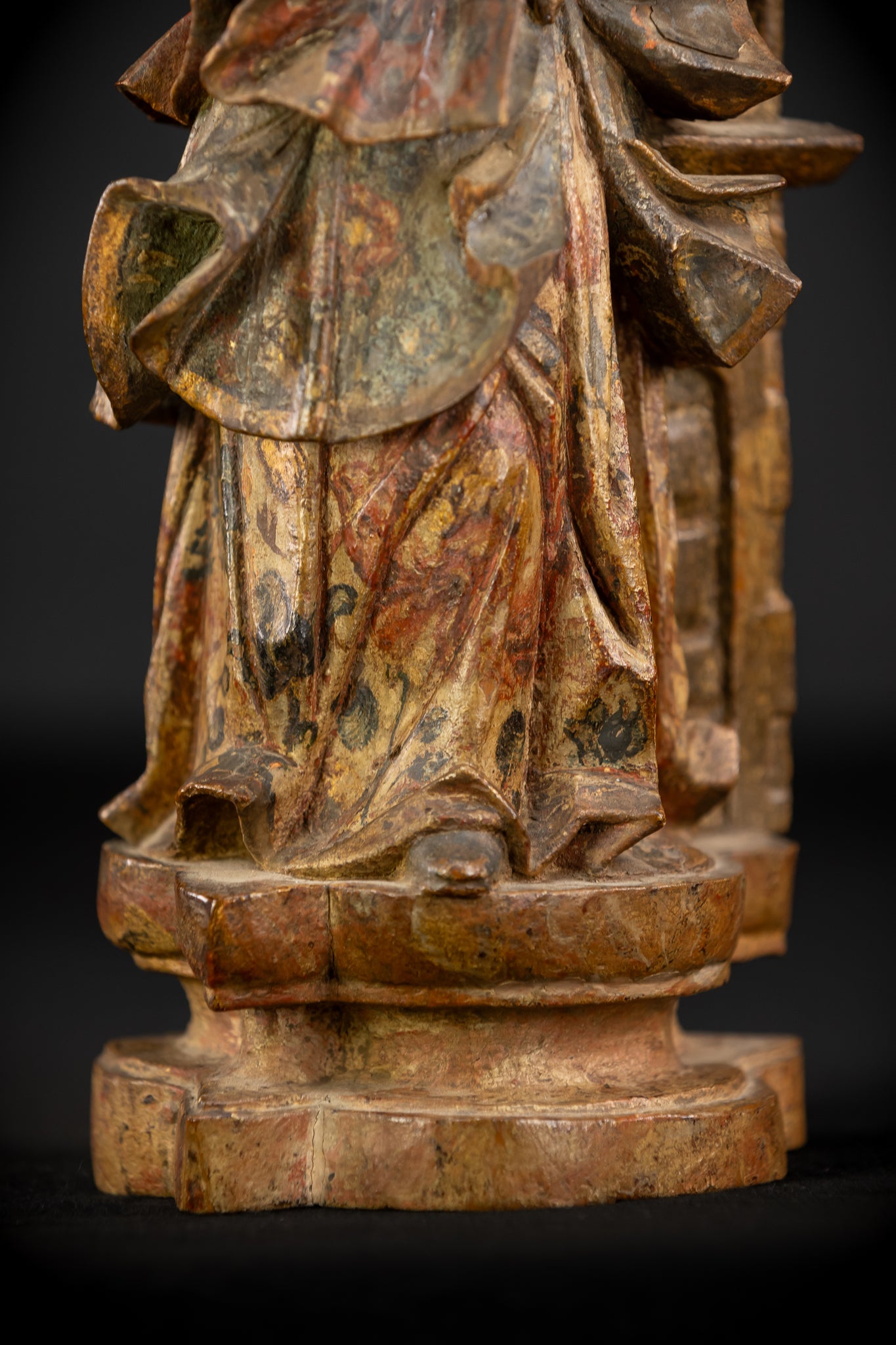 St Barbara Wood Carving Statue | 1700s Antique | 12.6" / 32 cm